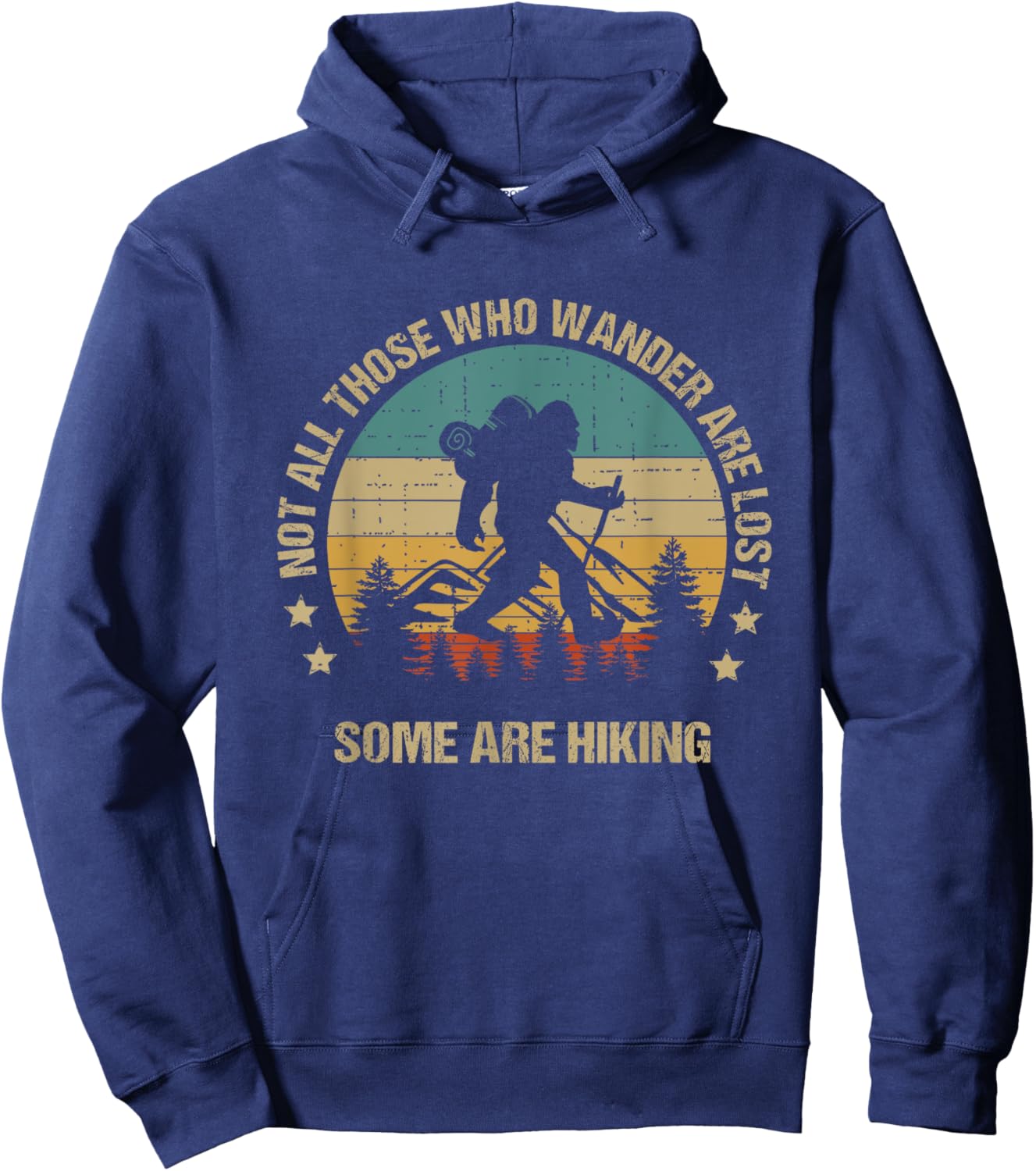 Vintage Bigfoot Funny Hiker Hiking Outdoor Hoodie - Hoodie | Navy
