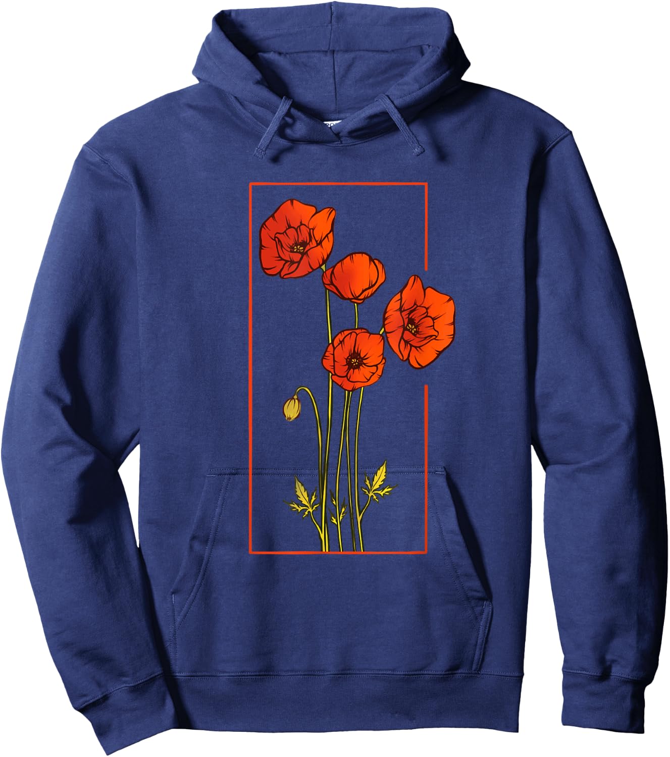 Floral Flower Poppy Poppies Wildflower Hoodie - Hoodie | Navy