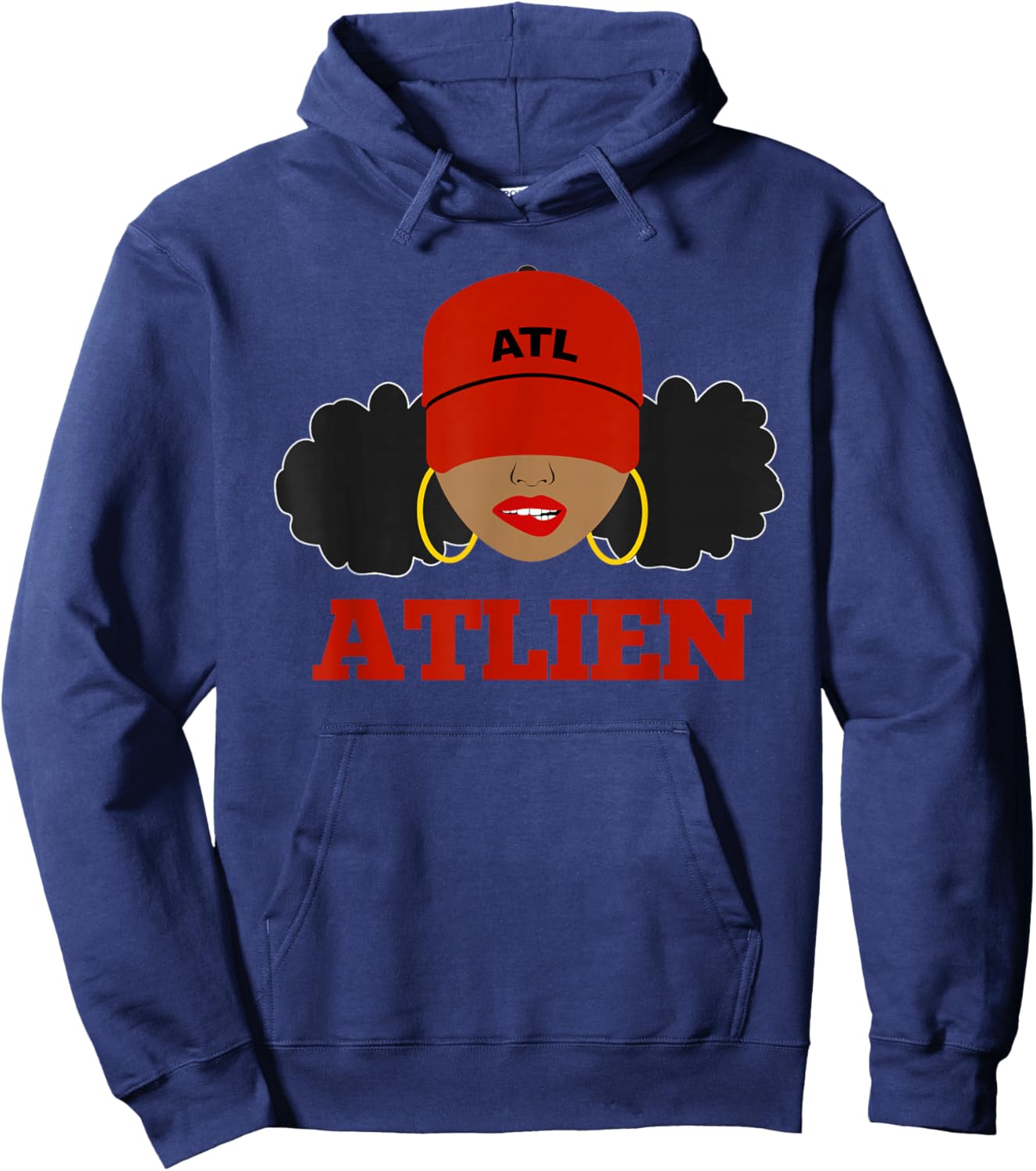 ATLien Black Woman Afro Puffs ATL Atlanta Hoodie - Hoodie | Navy