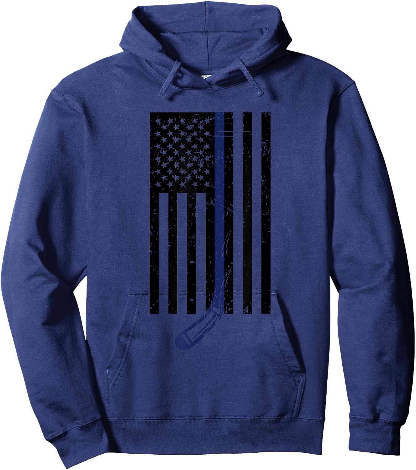 Thin Blue Line Hockey Flag Hoodie - Hoodie | Navy