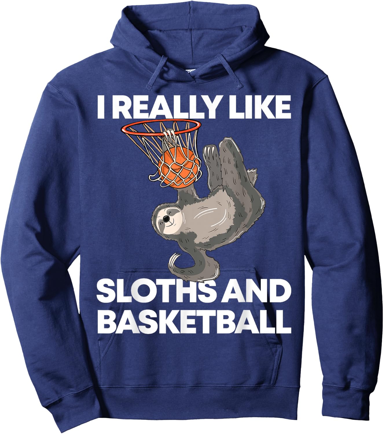 Funny Basketball Sloth Gift Cute Sloth Hoodie - Hoodie | Navy