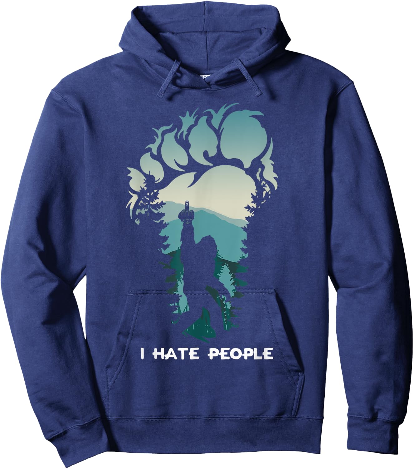I Hate People Bigfoot Footprint Hoodie - Hoodie | Navy