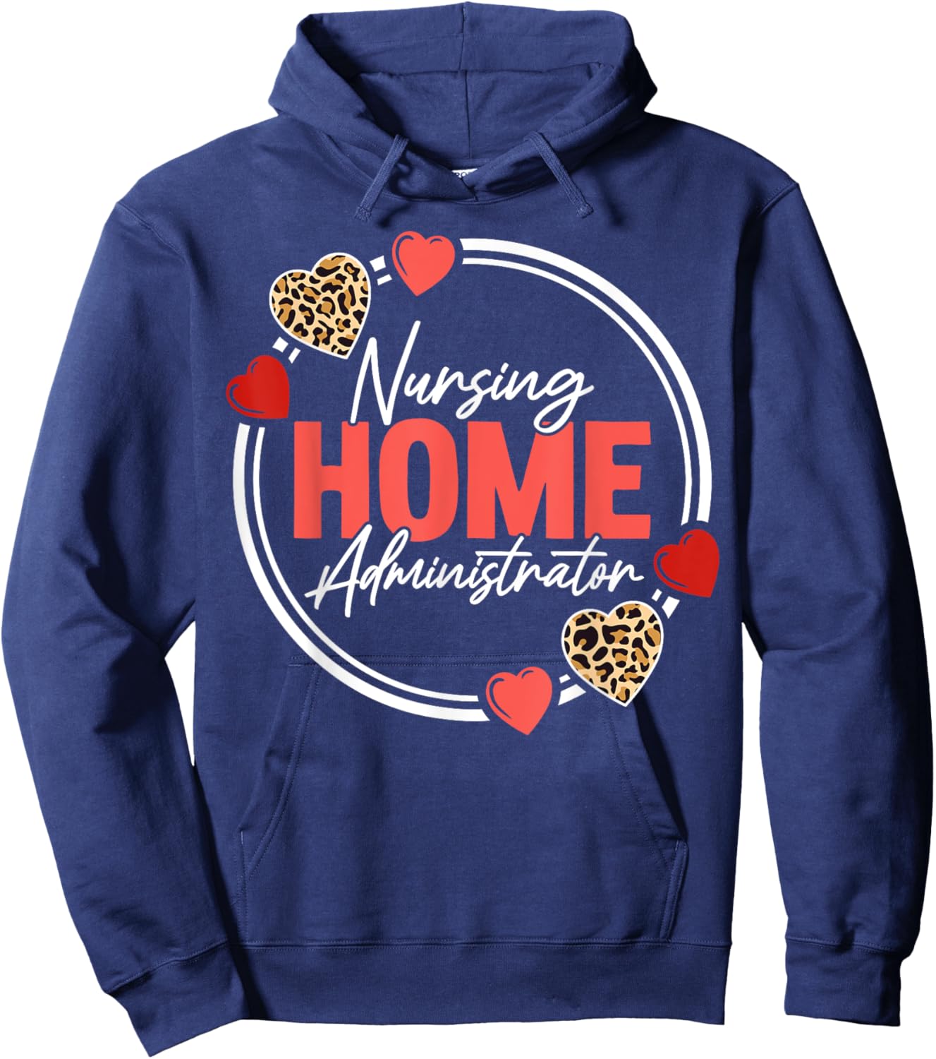 Nursing Home Administrator Heart Leopard Hoodie - Hoodie | Navy