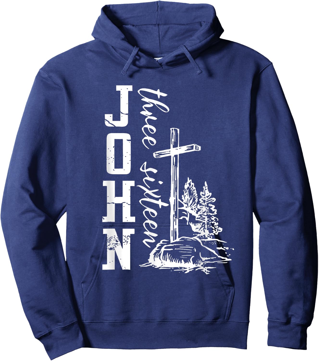 John 3:16 Christian Cross Bible Hoodie - Hoodie | Navy