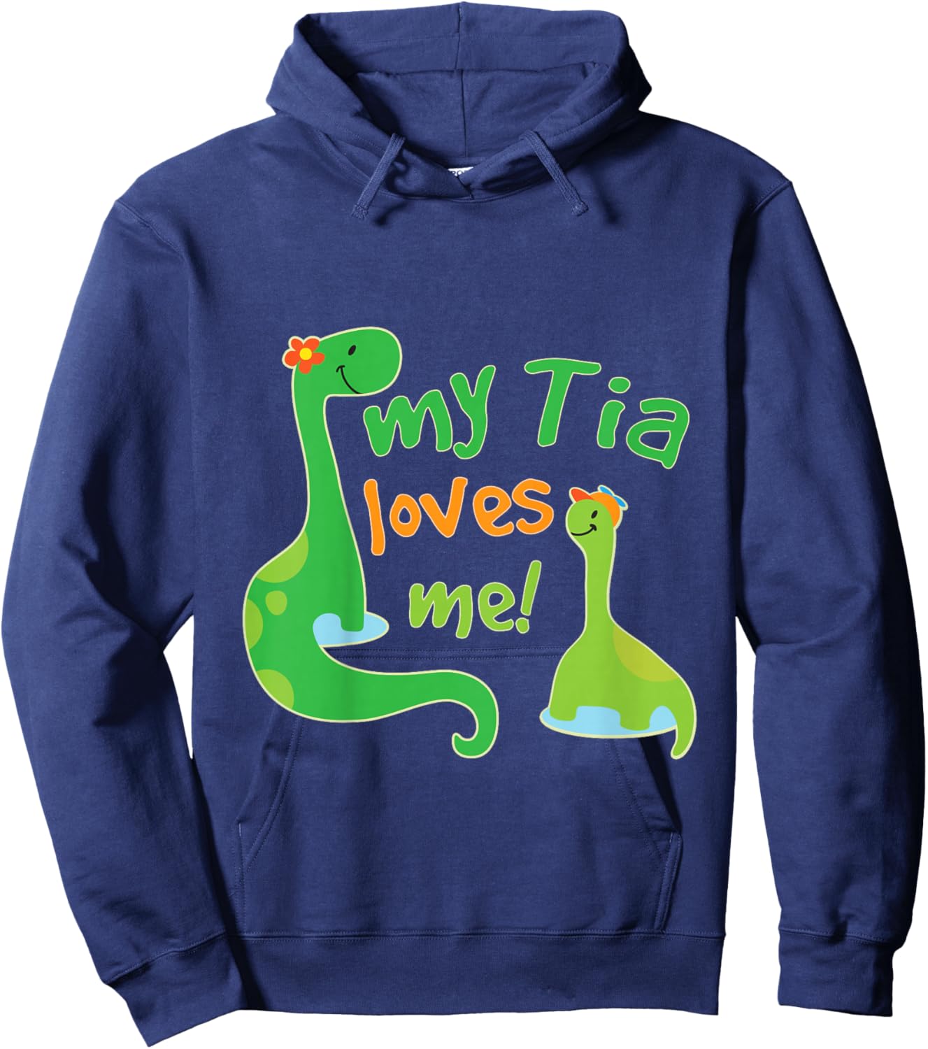 Kids My Tia Loves Me Nephew Dinosaur Hoodie - Hoodie | Navy