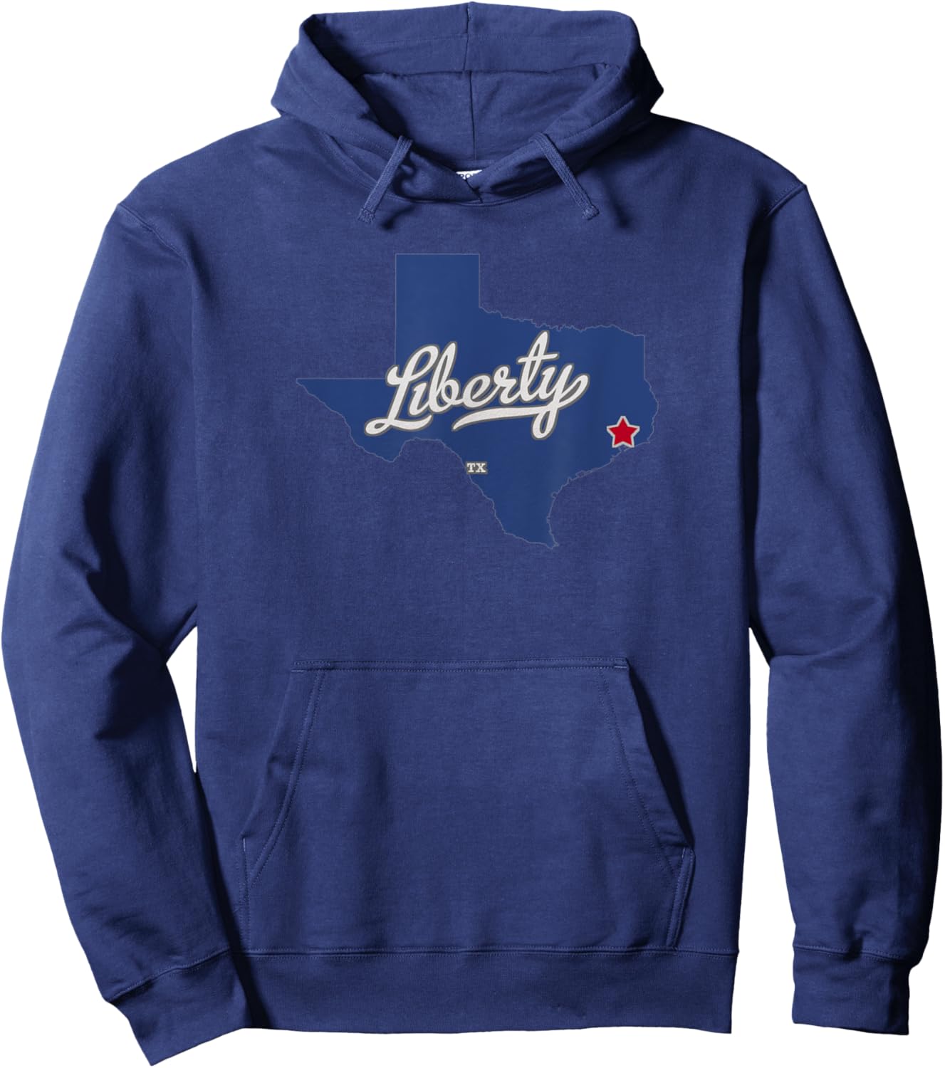 Liberty Texas TX Map Hoodie - Hoodie | Navy