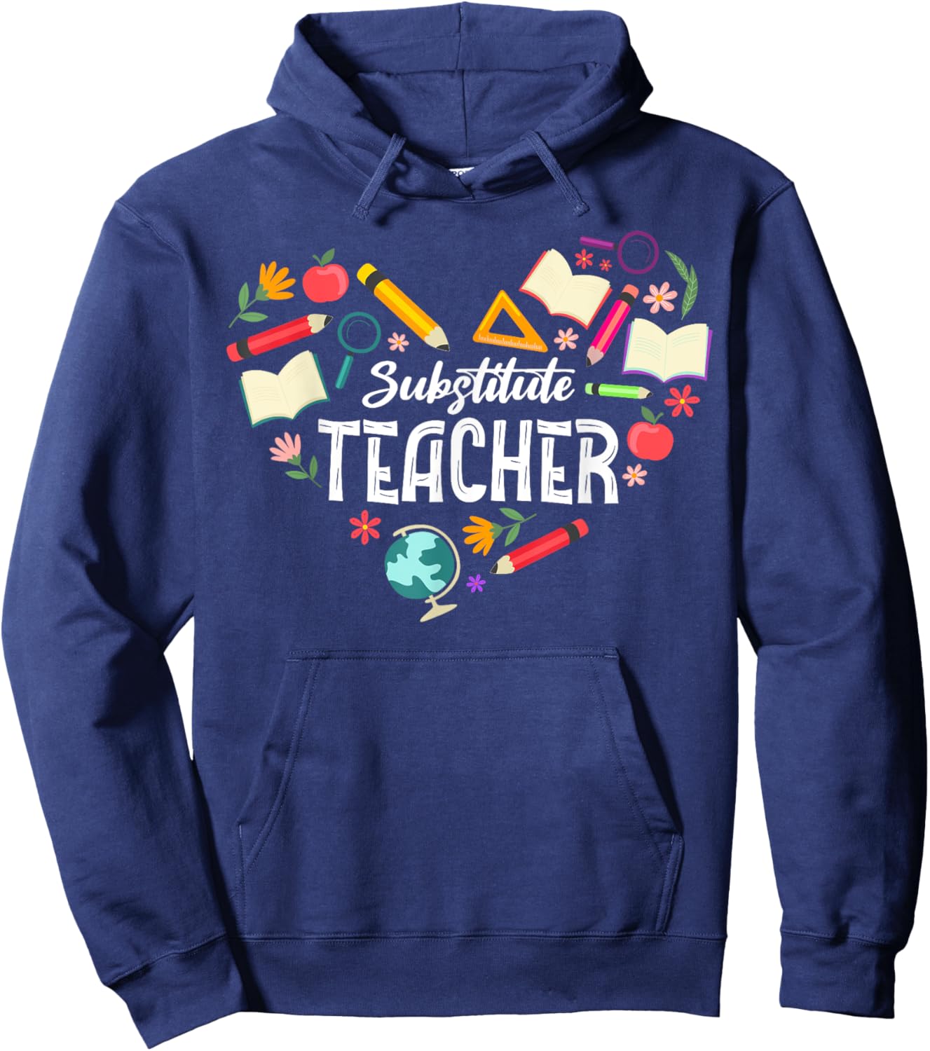 Cute Substitute Teacher Heart Women Hoodie - Hoodie | Navy