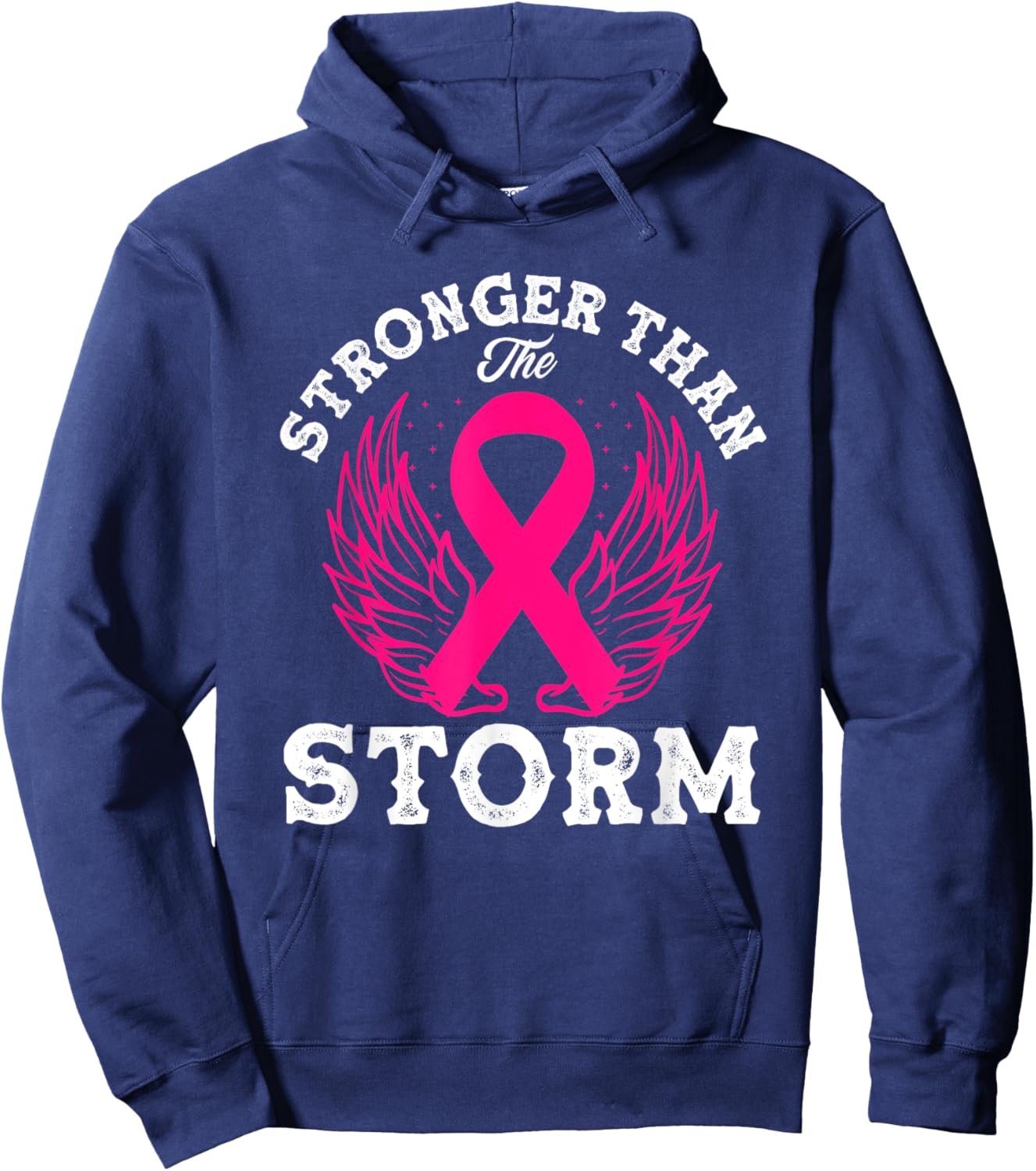Stronger Than The Storm Breast Cancer Awareness Hoodie - Hoodie | Navy