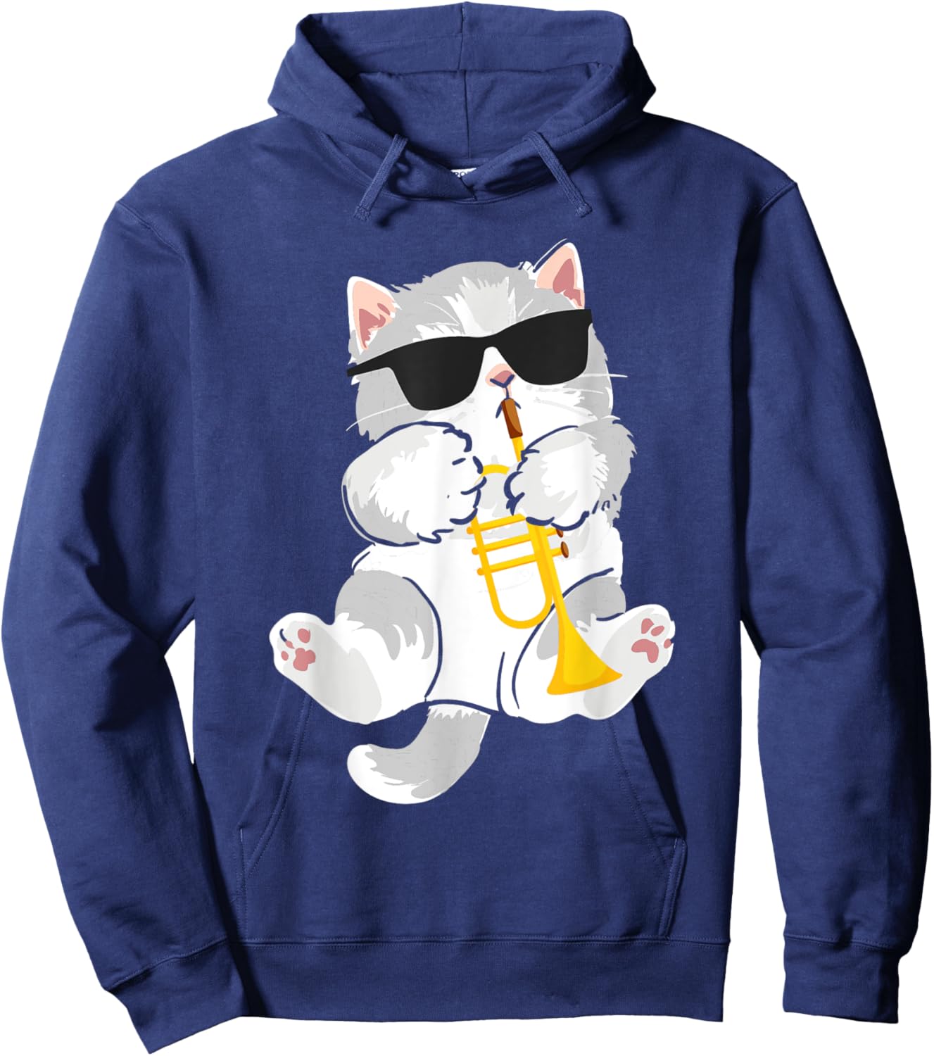 Trumpeter Cat - Trumpet Player Marching Band Hoodie - Hoodie | Navy
