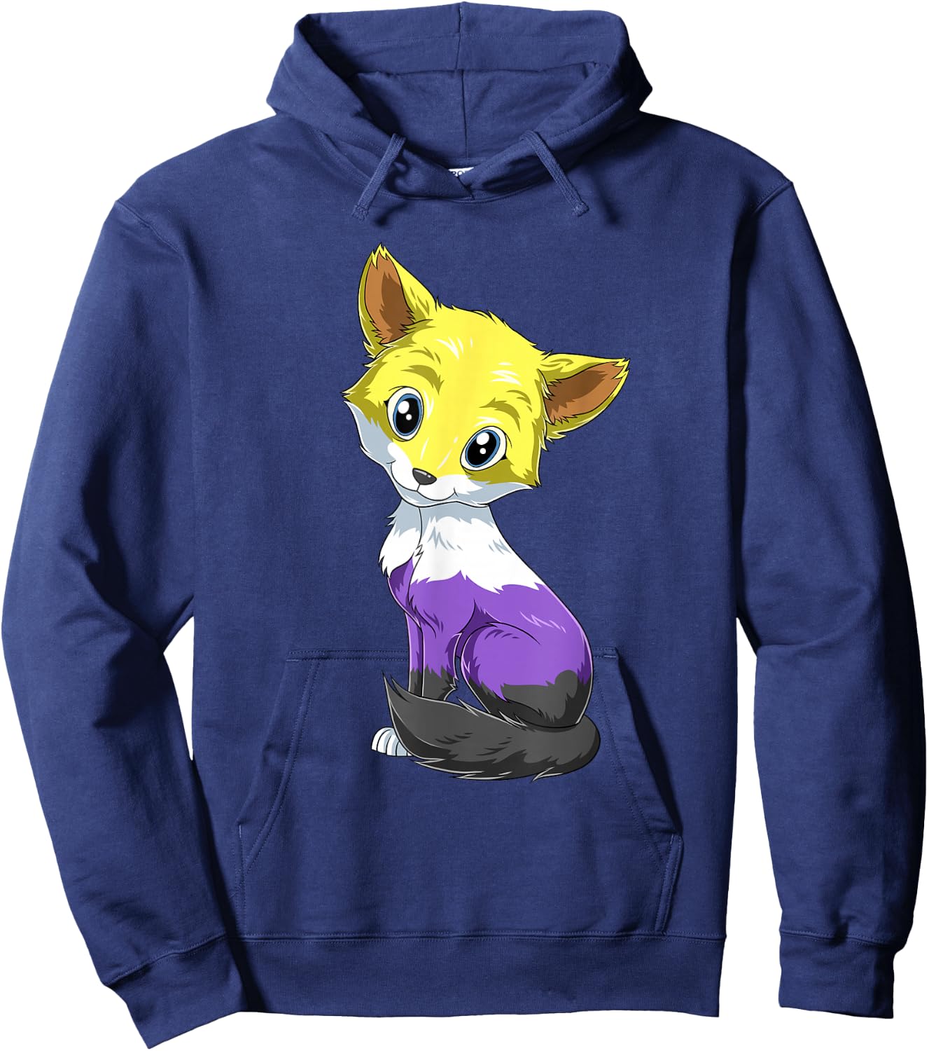 Nonbinary Fox - Genderqueer Pride LGBTQ Hoodie - Hoodie | Navy
