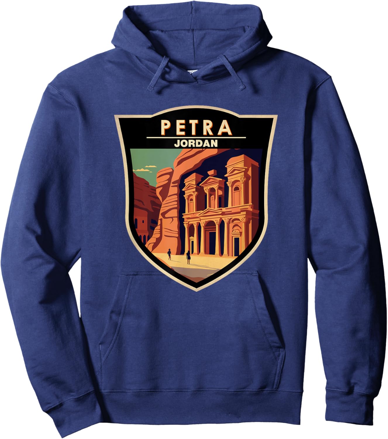 Petra Landmark Badge Vintage Hoodie - Hoodie | Navy
