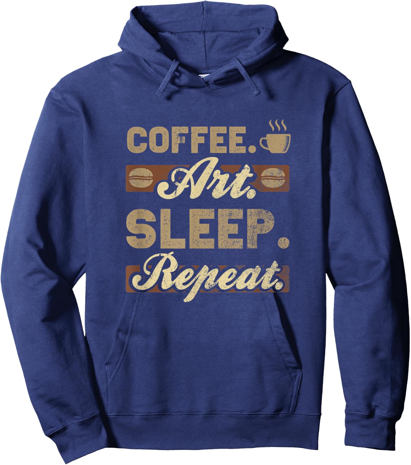 Coffee Art Sleep Repeat Hoodie - Hoodie | Navy