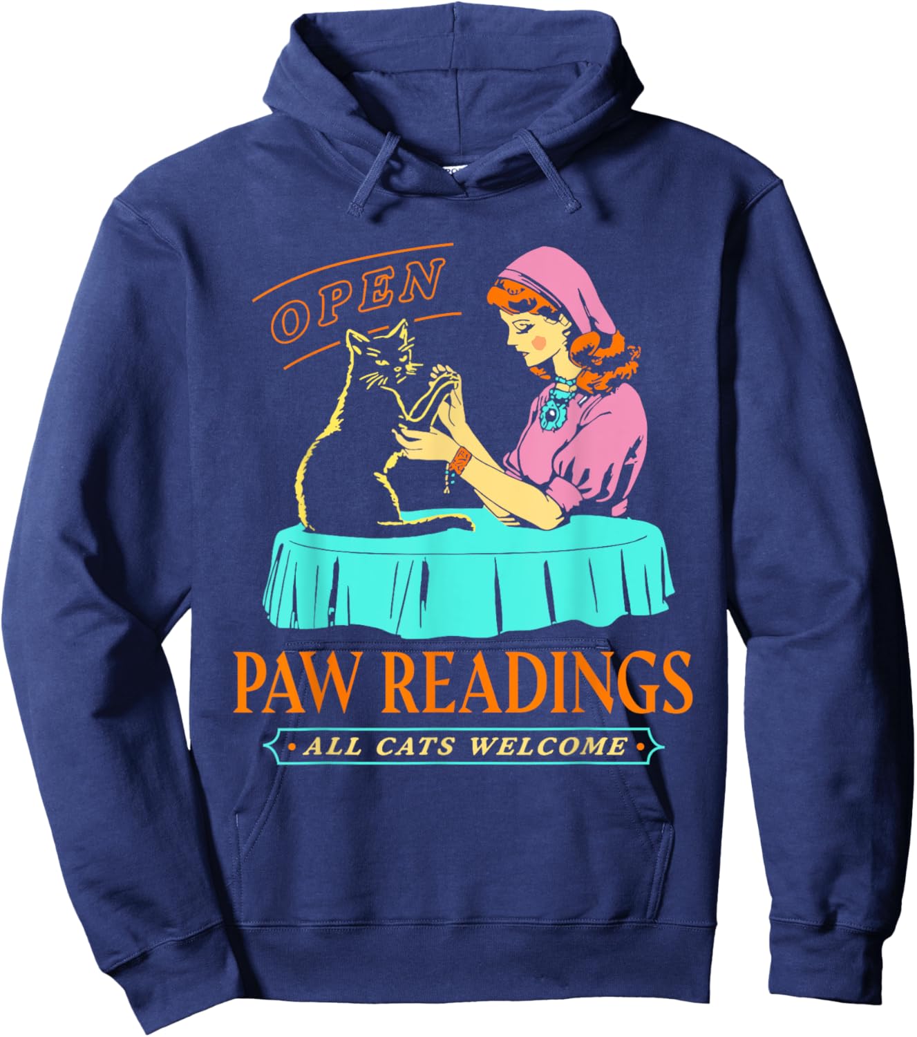 Funny Halloween Paw Readings , Women Hoodie - Hoodie | Navy