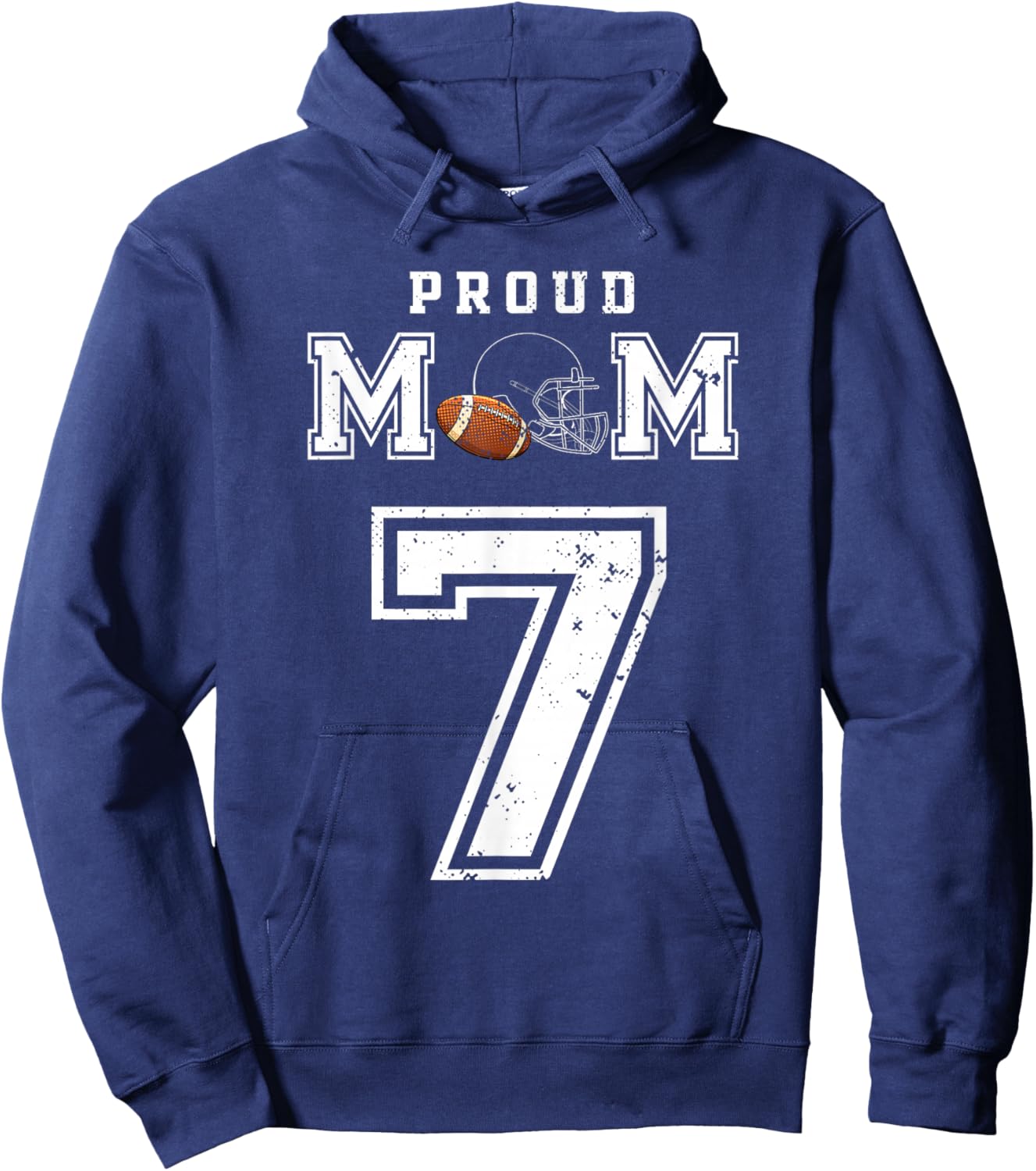 Custom Proud Football Mom Number 7 Personalized Hoodie - Hoodie | Navy