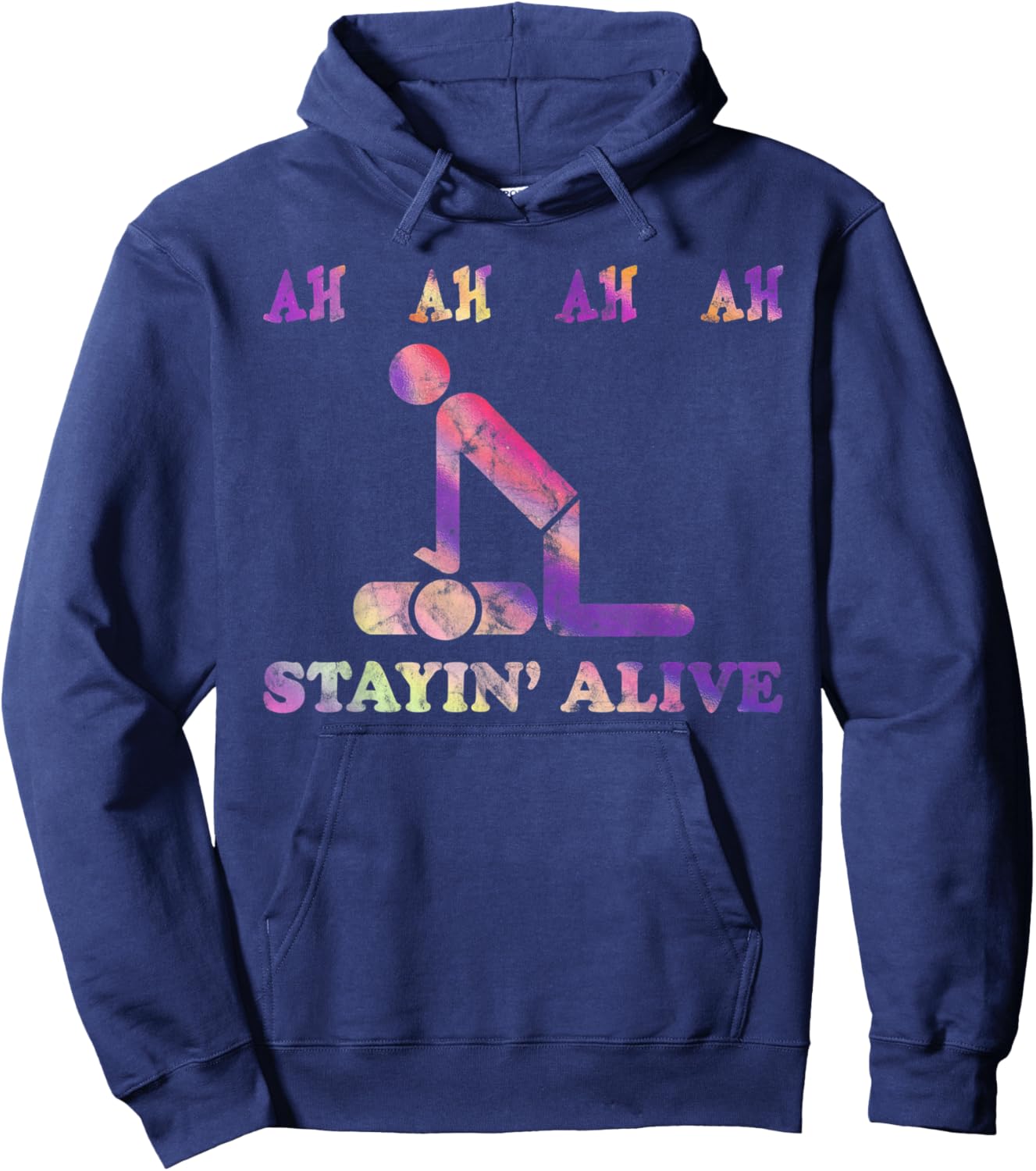 Ah Ah Ah Ah Stayin' Alive Funny Tie Dye Hoodie - Hoodie | Navy