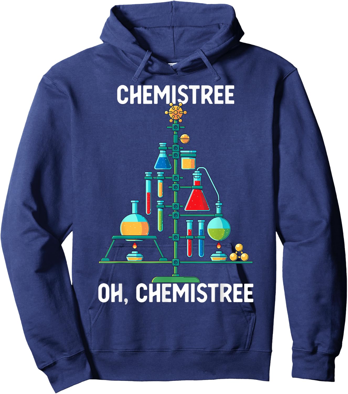 Oh Chemistree Funny Christmas Tree Chemistry Hoodie - Hoodie | Navy