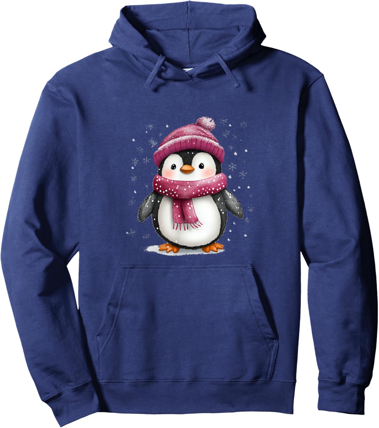 Cute Penguin With Hat And Scarf Winter Snow Hoodie - Hoodie | Navy