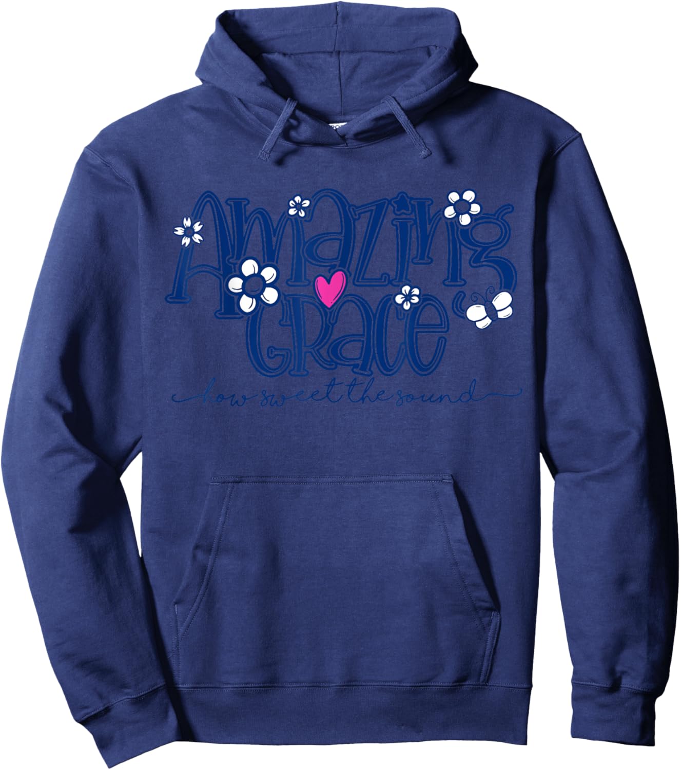 Amazing Grace How Sweet the Sound Floral Hoodie - Hoodie | Navy