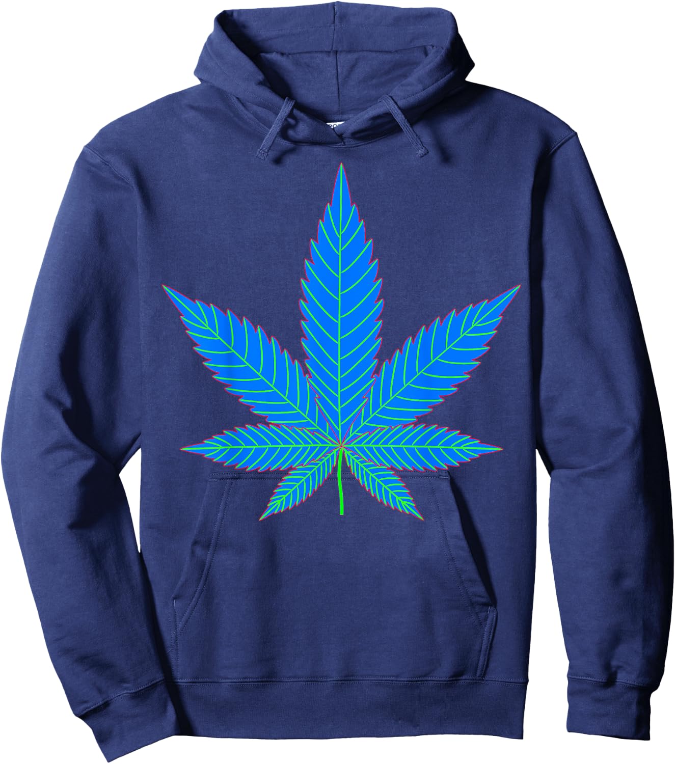 Pot Leaf | Trippy Marijuana Plant Hoodie - Hoodie | Navy