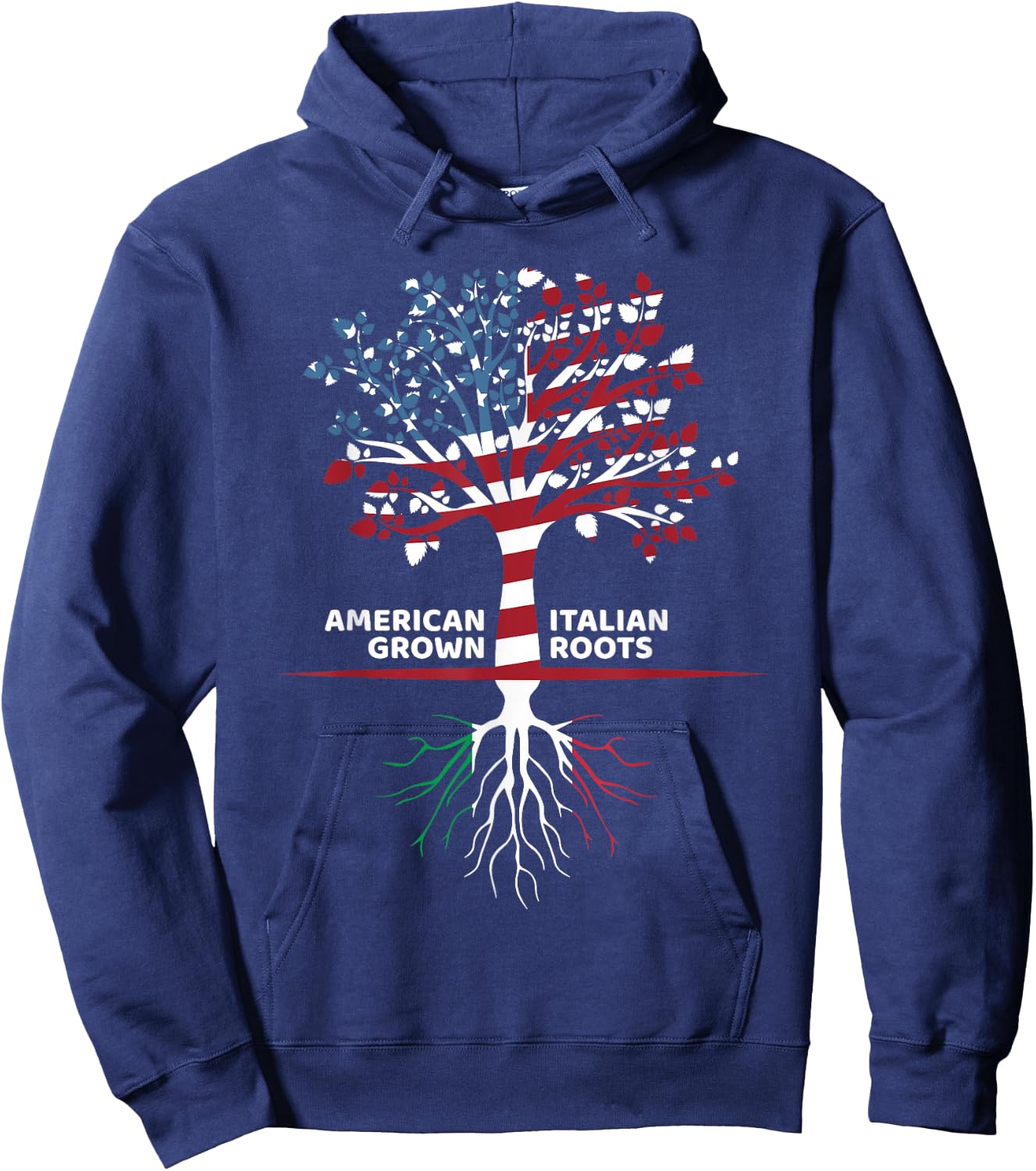 American Grown Italian Roots | 4th of July Hoodie - Hoodie | Navy