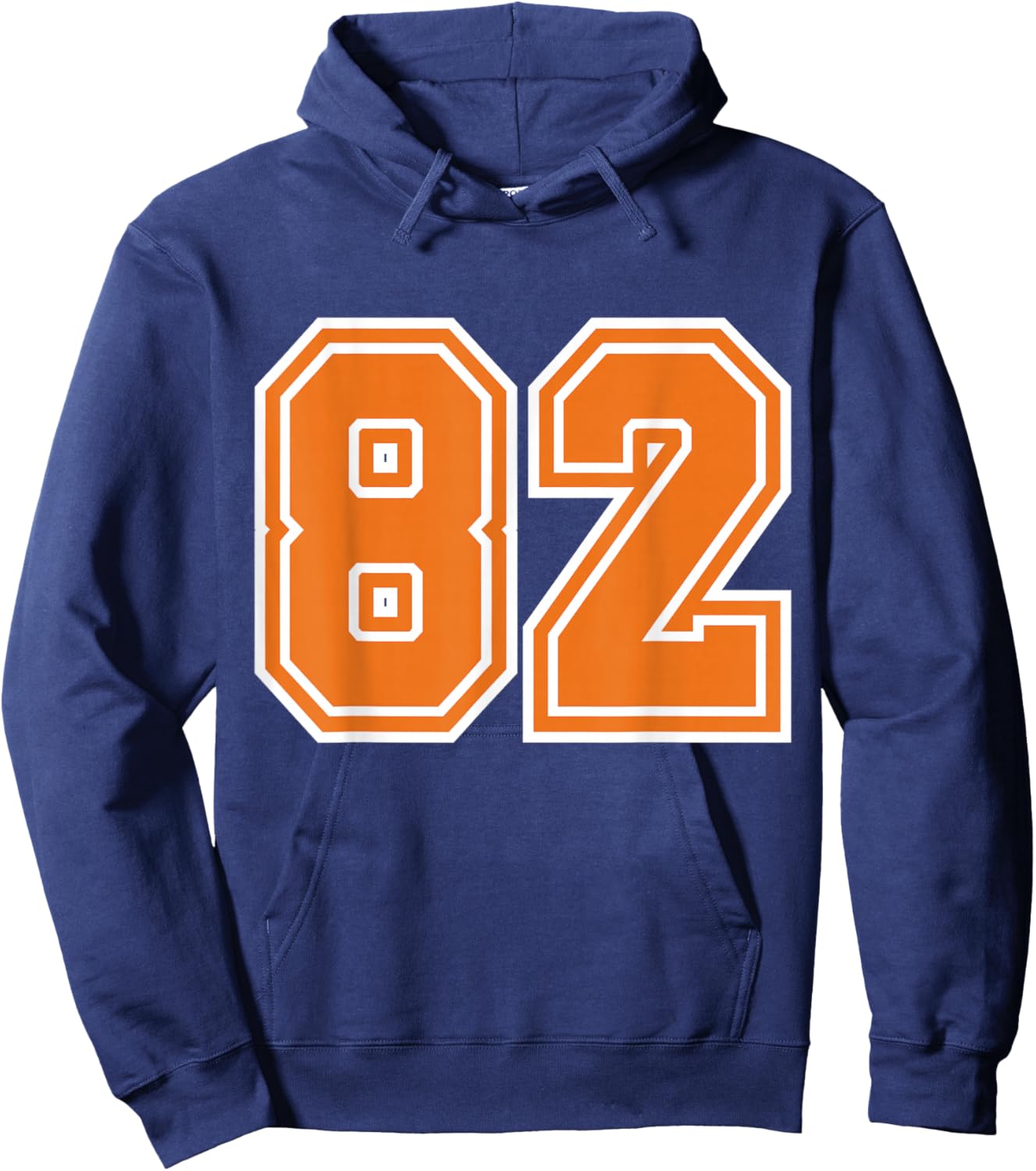 Number #82 Sport Orange Uni Number Hoodie - Hoodie | Navy