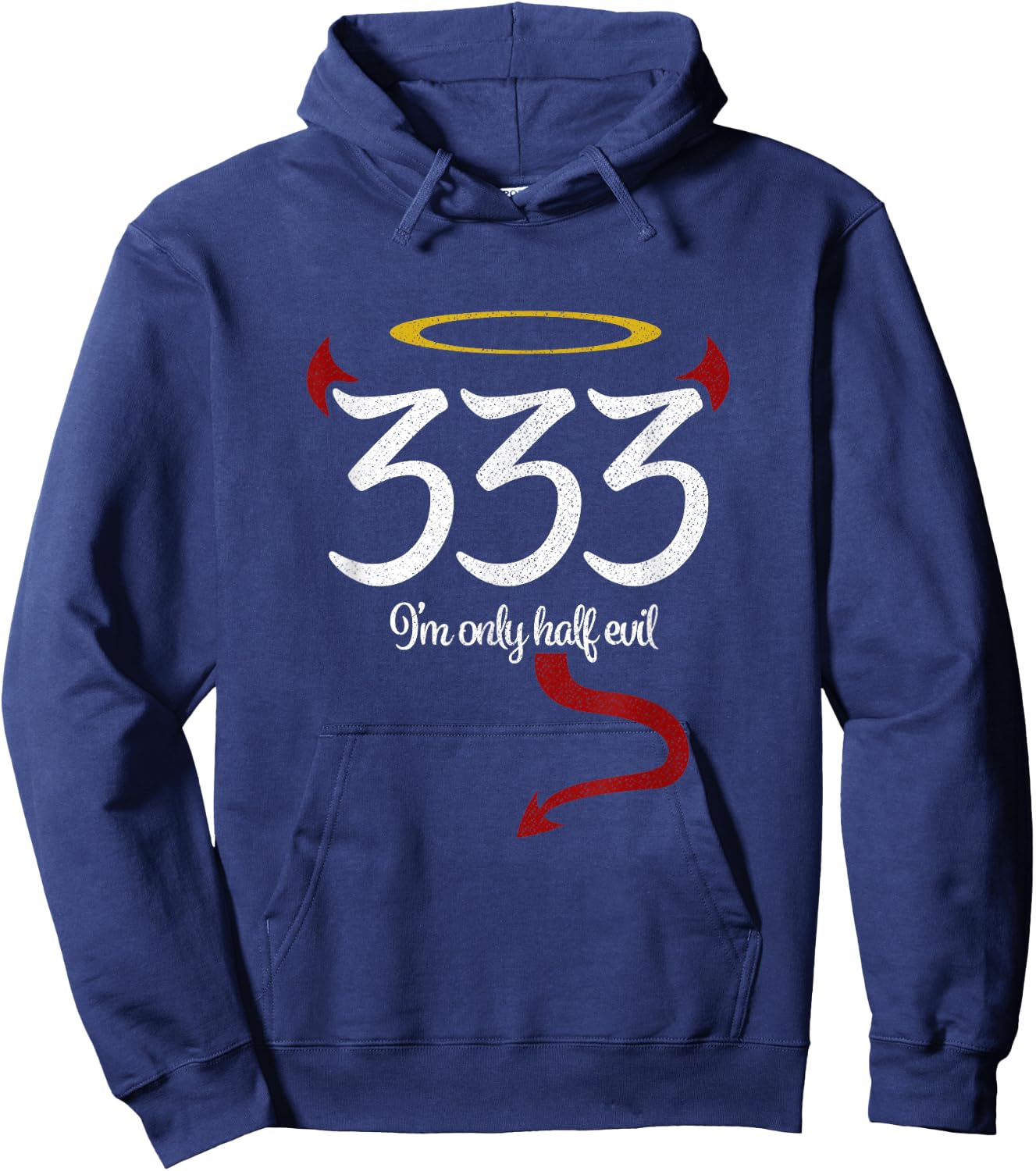 333 I'm Only Half Evil Funny Halloween Hoodie - Hoodie | Navy