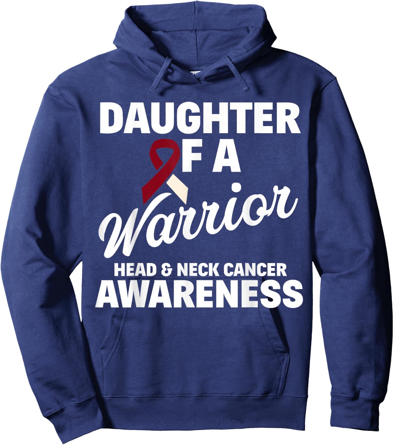 Oral Head & Neck Cancer Awareness Support Apparel Oral Head & Neck Cancer Awareness Daughter Of A Warrior Women's Classic Fit Black Small Hoodie - Hoodie | Navy