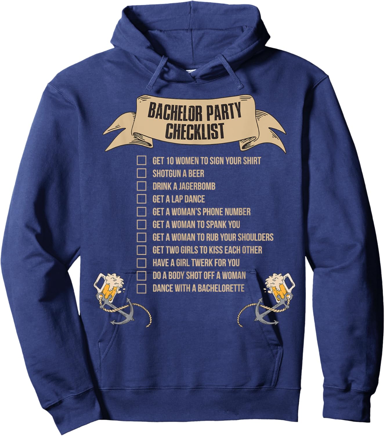 Bachelor Party Checklist Hoodie - Hoodie | Navy