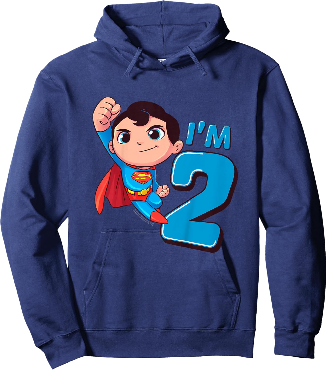Kids Superman 2nd Birthday Cute I'm 2 Hoodie - Hoodie | Navy
