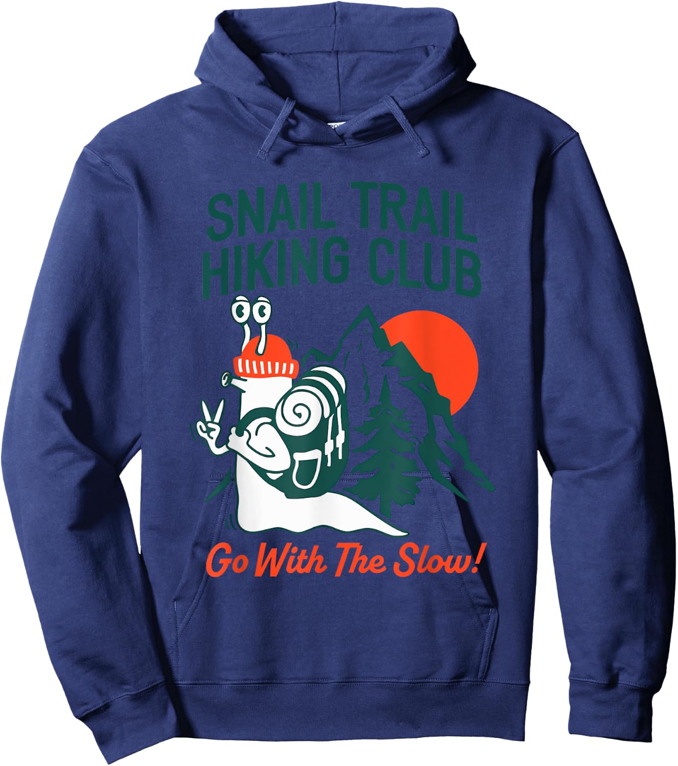 Snail Trail Hiking Club Go With The Slow Design Hoodie - Hoodie | Navy