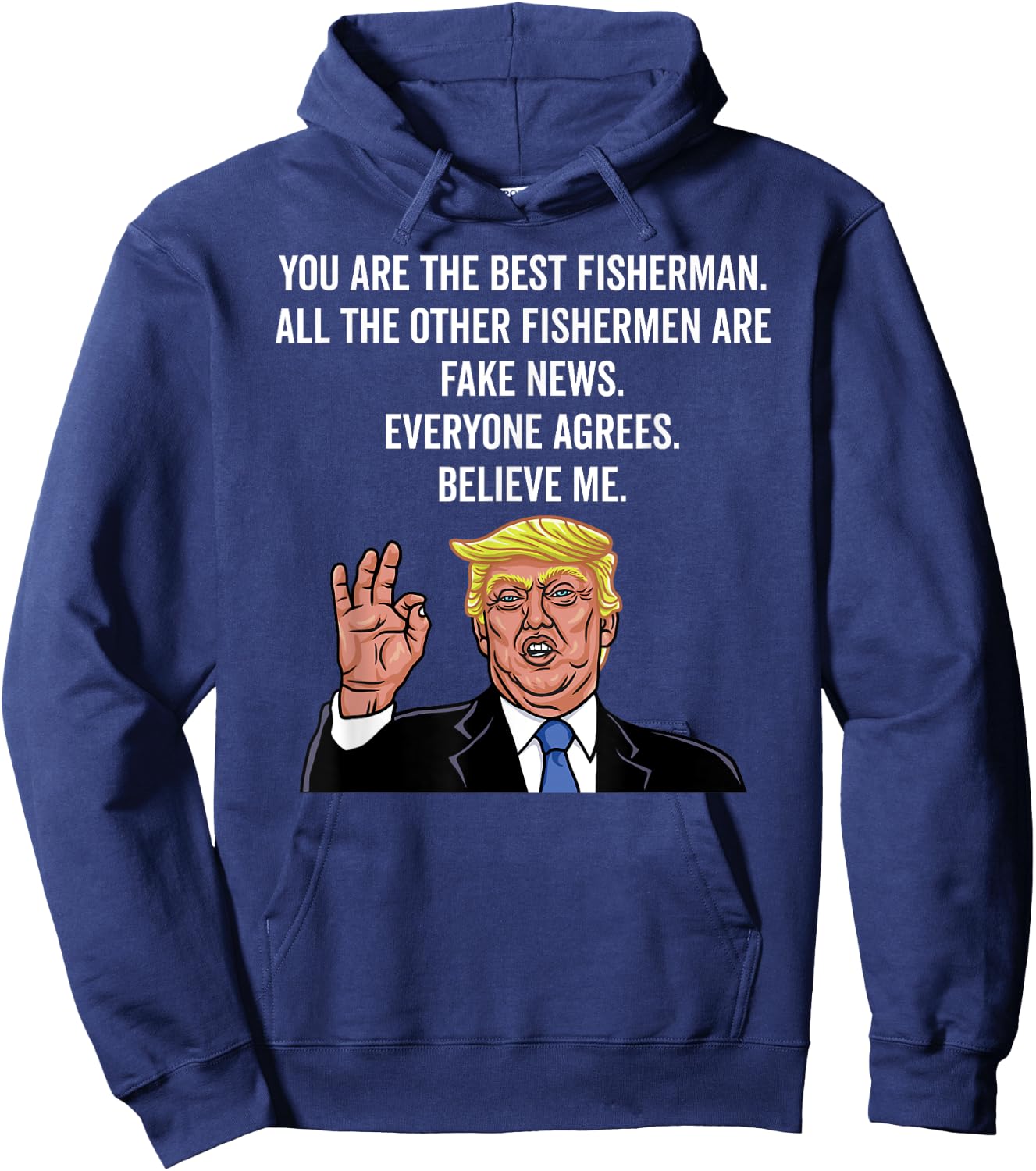 Trump Fisherman Funny Fisher Hook Hoodie - Hoodie | Navy