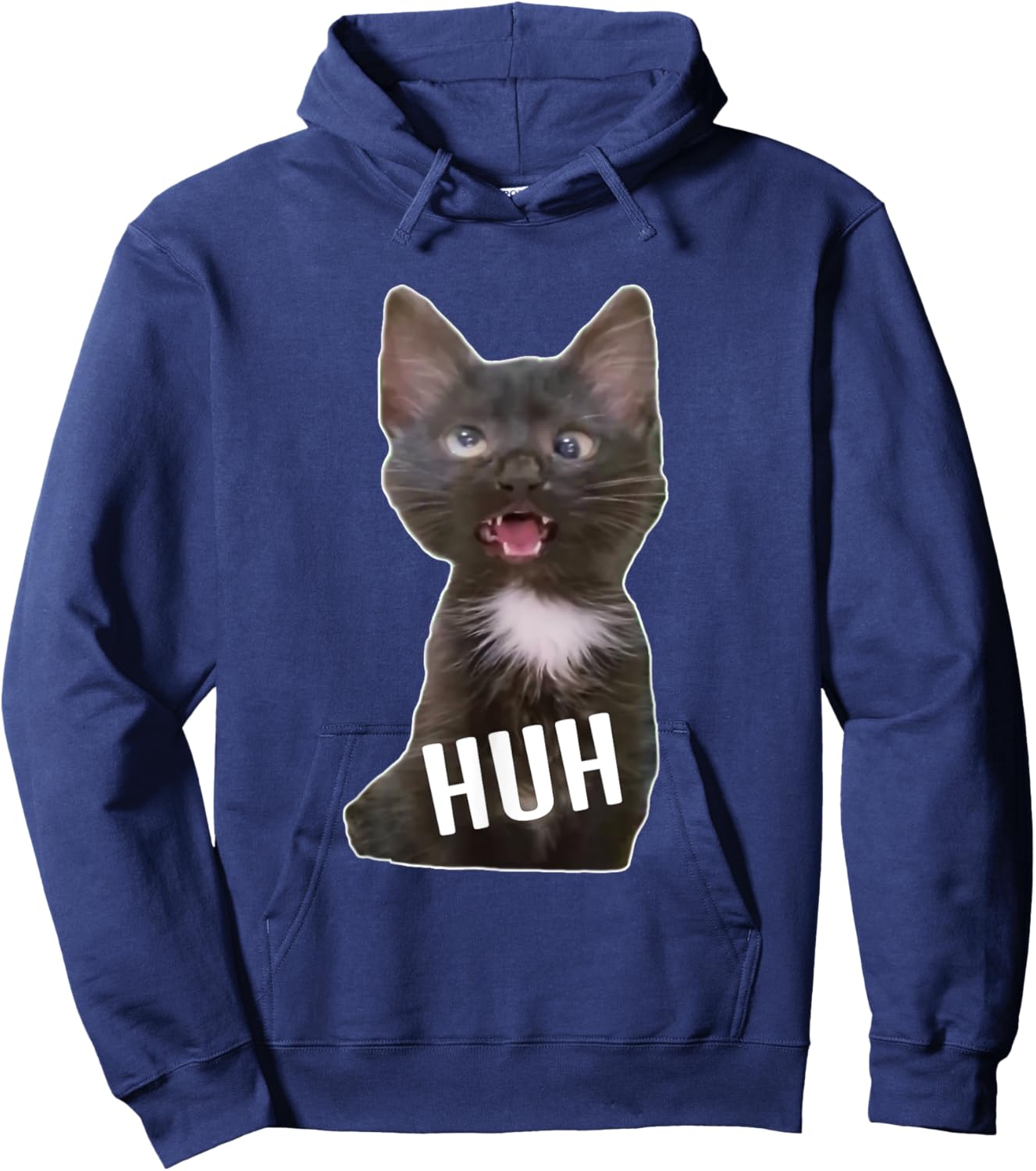 Funny Cross Eyed Cat Meme Huh Funny Cat Hoodie - Hoodie | Navy