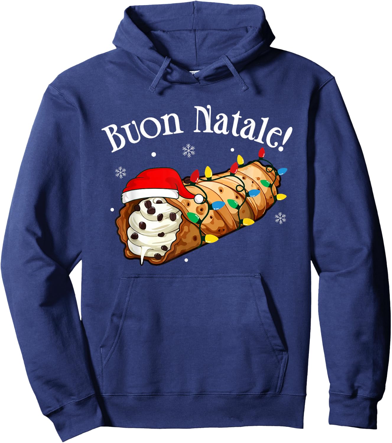 Cannolo Merry Christmas In Italian Buon Natale Hoodie - Hoodie | Navy