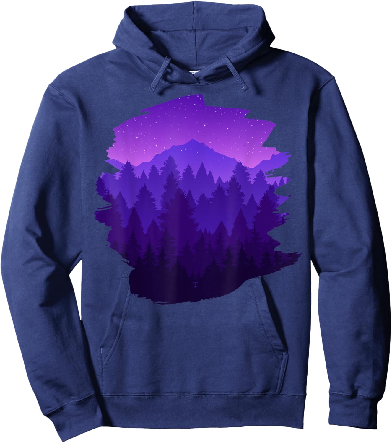 Mountain, Nature Trees and Forest by Night Hoodie - Hoodie | Navy