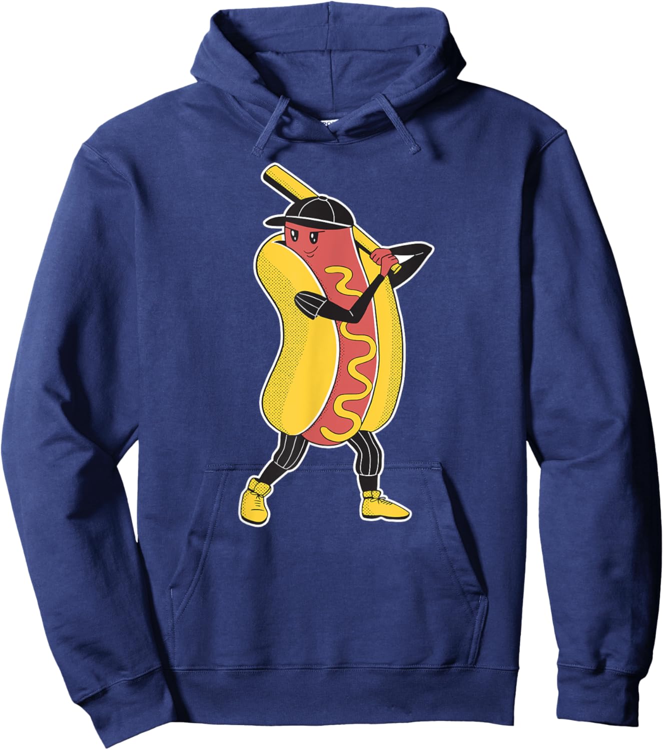 Comic Hot Dog Playing Baseball Women Children Hoodie - Hoodie | Navy
