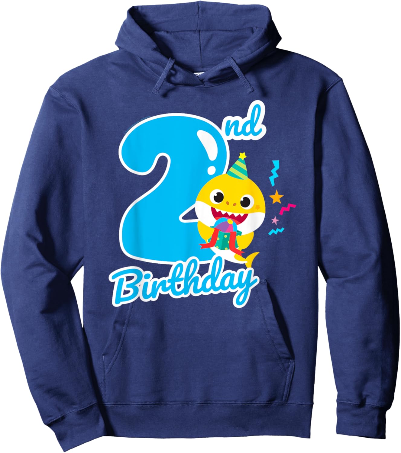 Baby Shark 2nd Birthday Blue 2 Years Hoodie - Hoodie | Navy