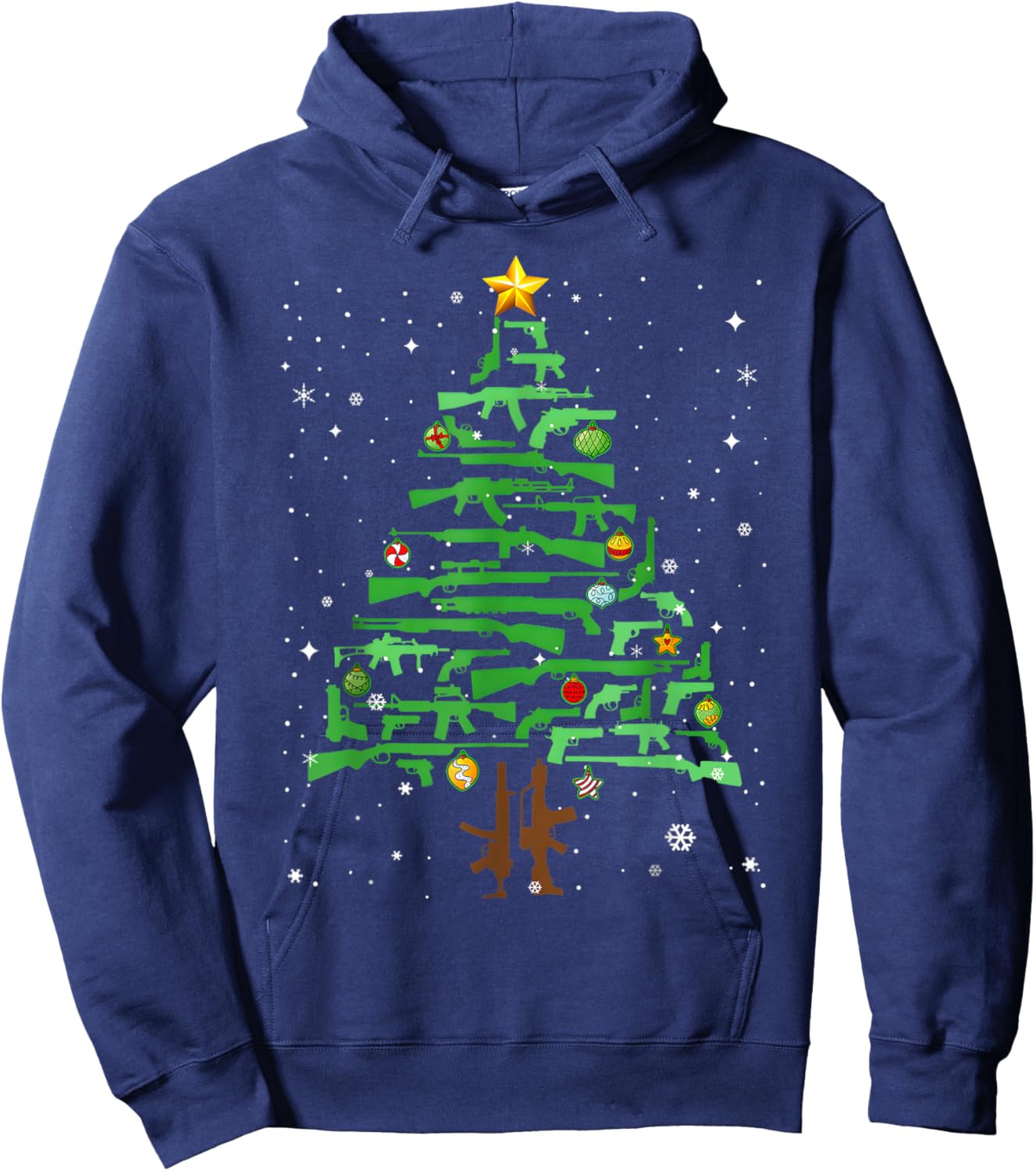 Xmas Patriotic 2nd Amendment Gun Christmas Tree Hoodie - Hoodie | Navy