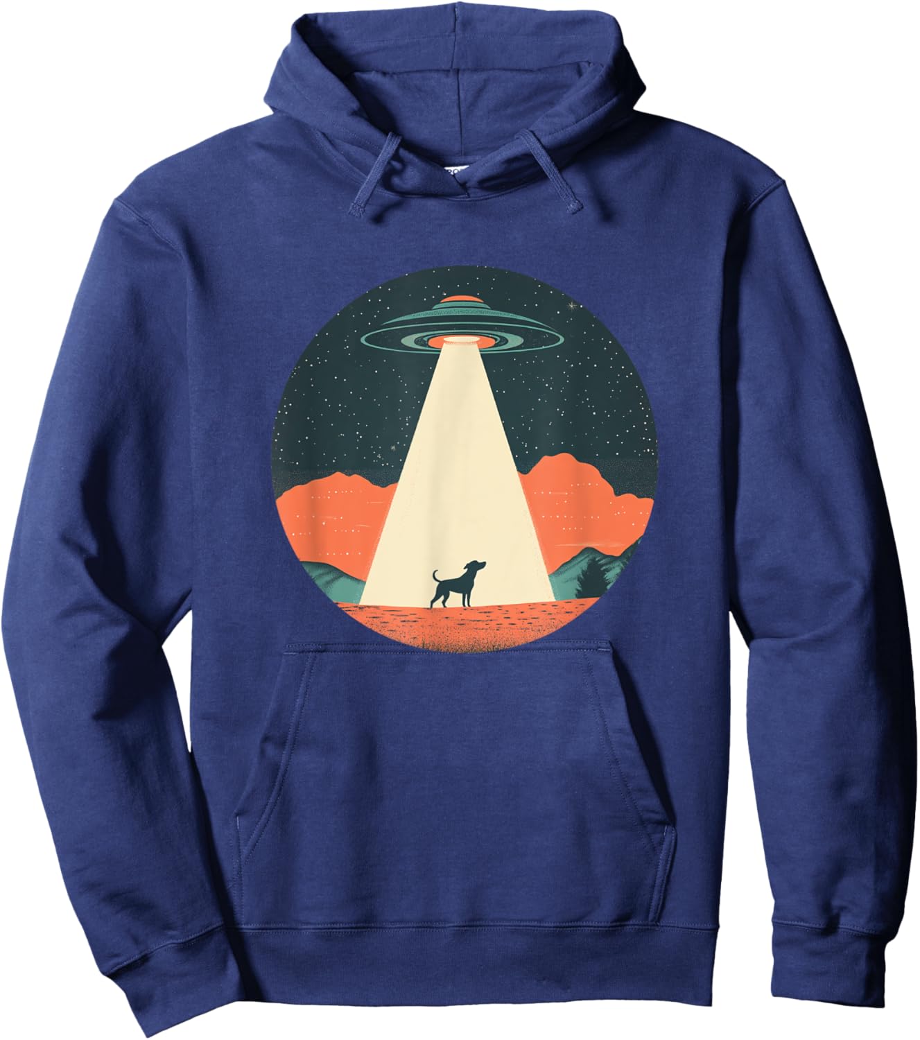 Funny UFO Beaming a Dog Up for Cosmic Fun Hoodie - Hoodie | Navy