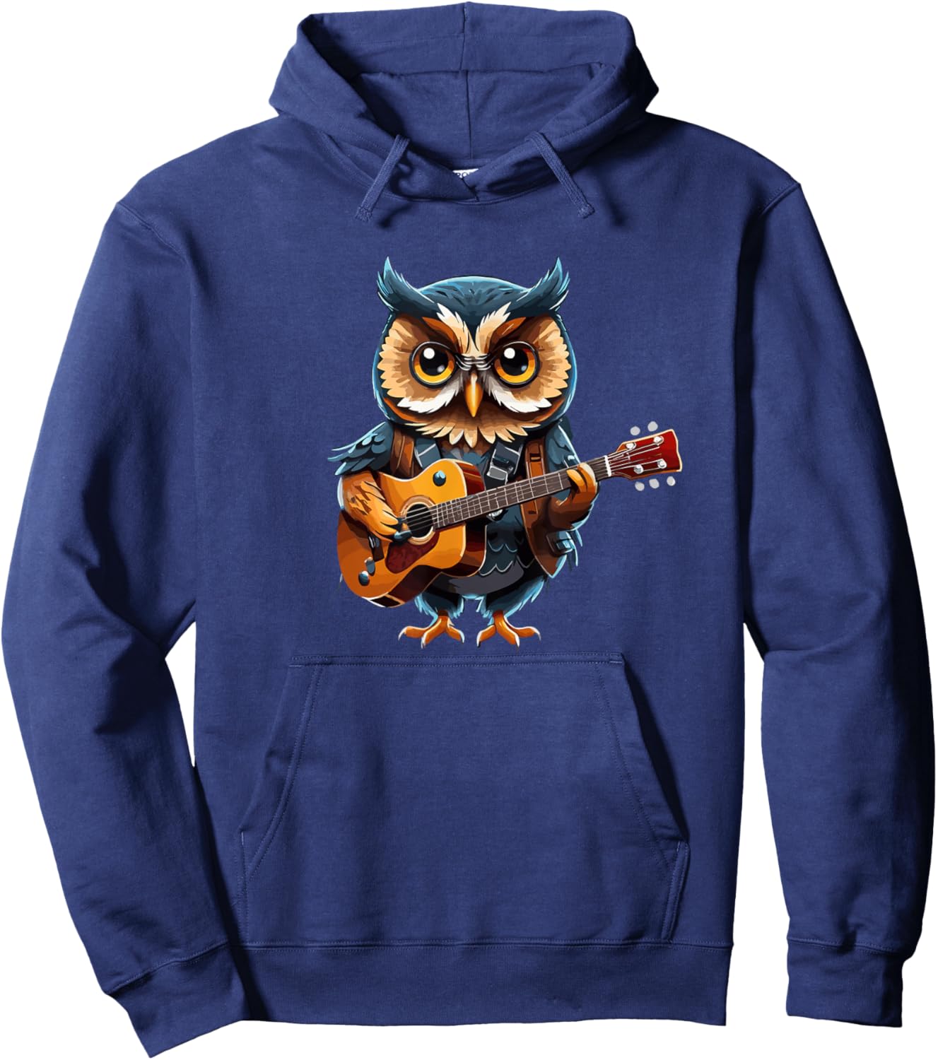 Owl playing Acoustic Guitar, Owl Guitarist Hoodie - Hoodie | Navy