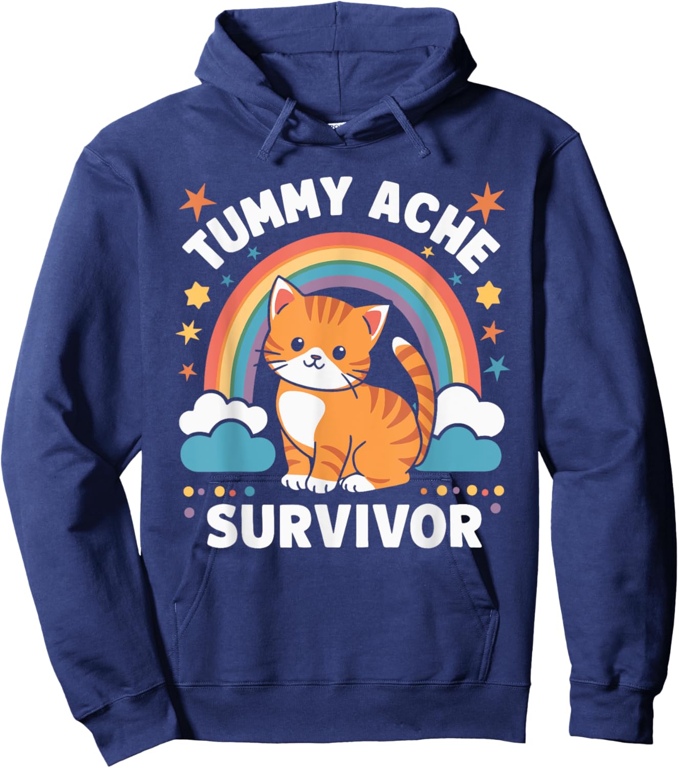 Tummy Ache Survivor Cat Men Women Hoodie - Hoodie | Navy