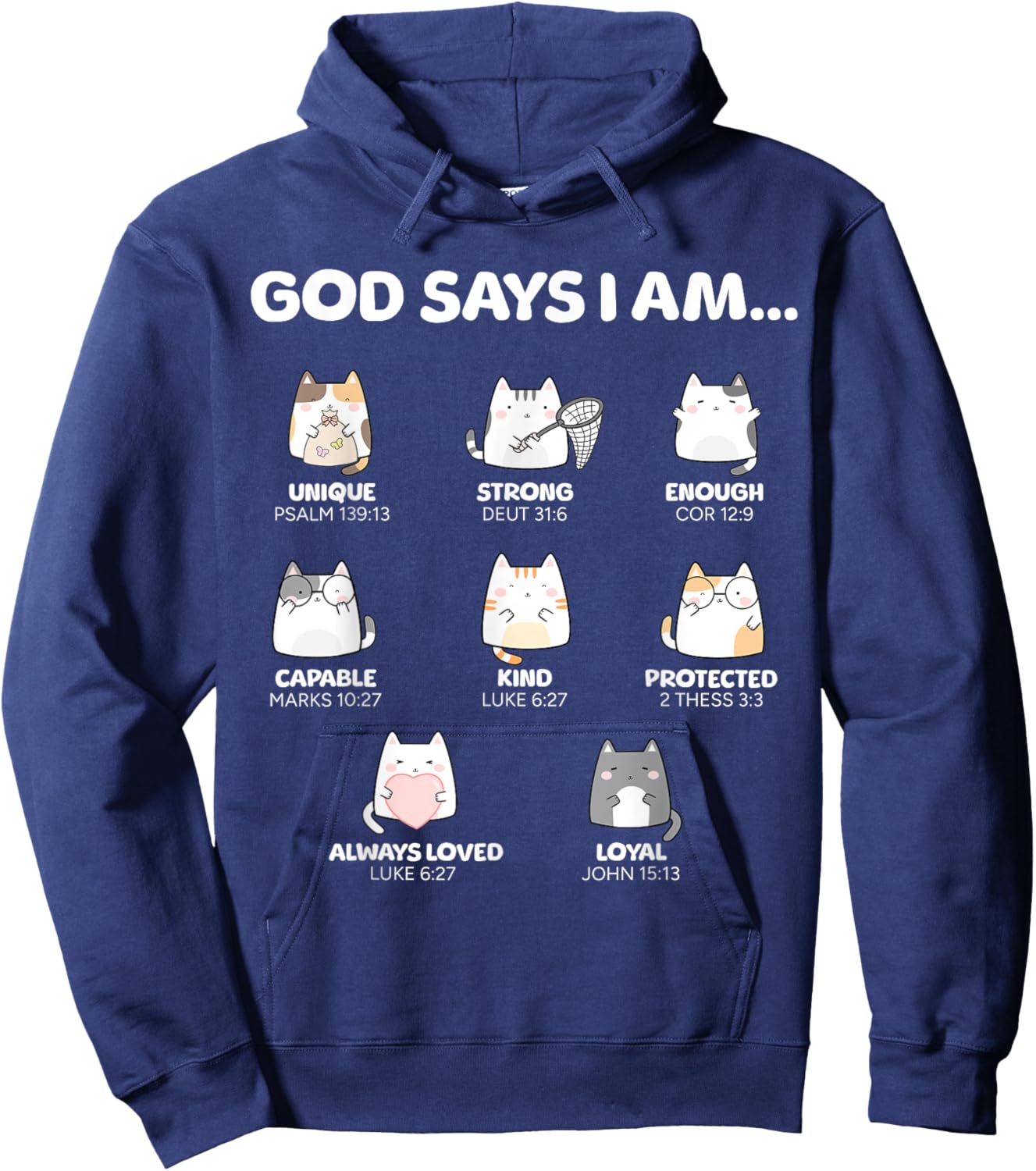 God Says I Am Christian Toddler Kids Cats Hoodie - Hoodie | Navy