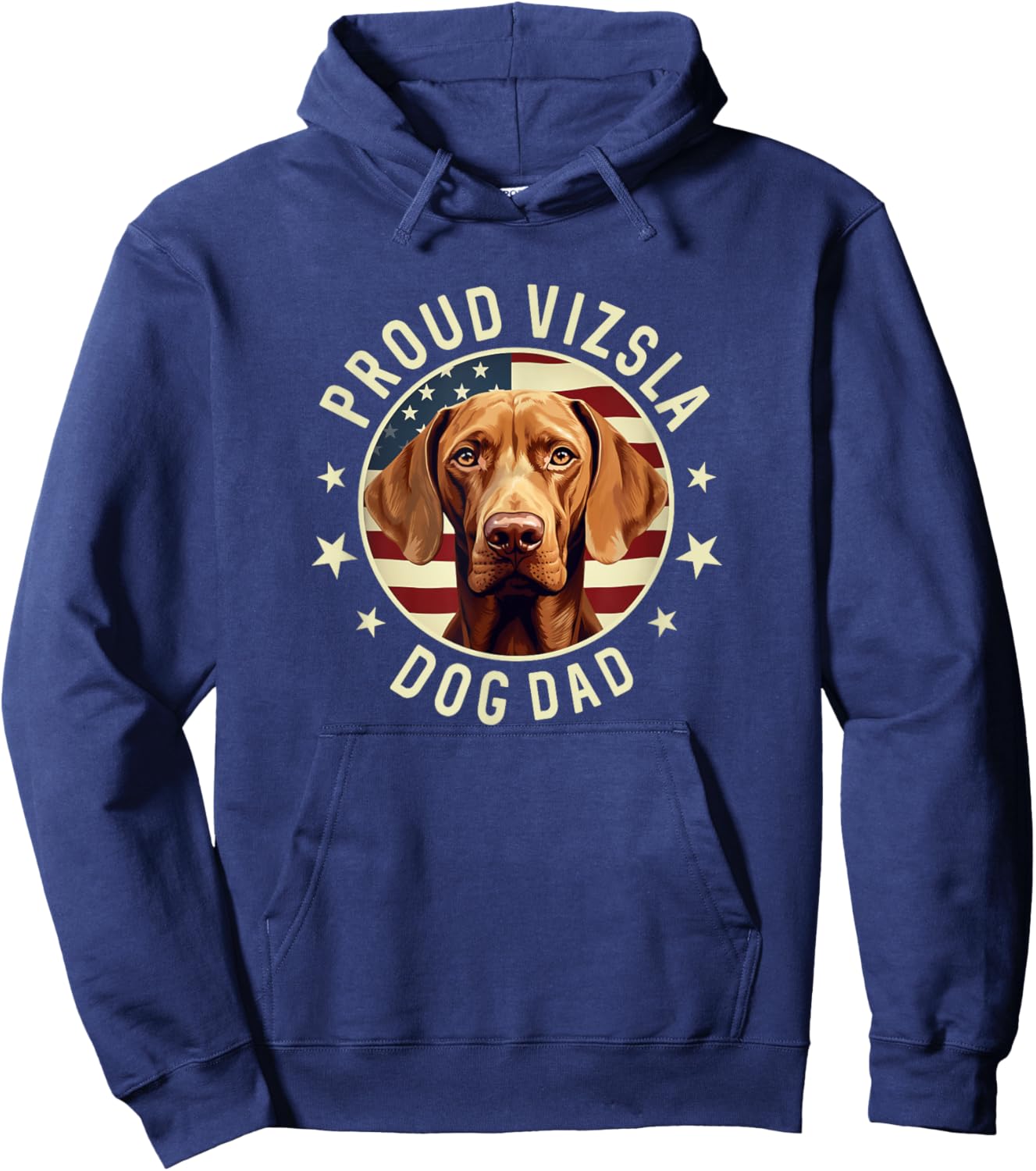 Vizsla Dad American Flag, Proud Vizsla Dad Hoodie - Hoodie | Navy