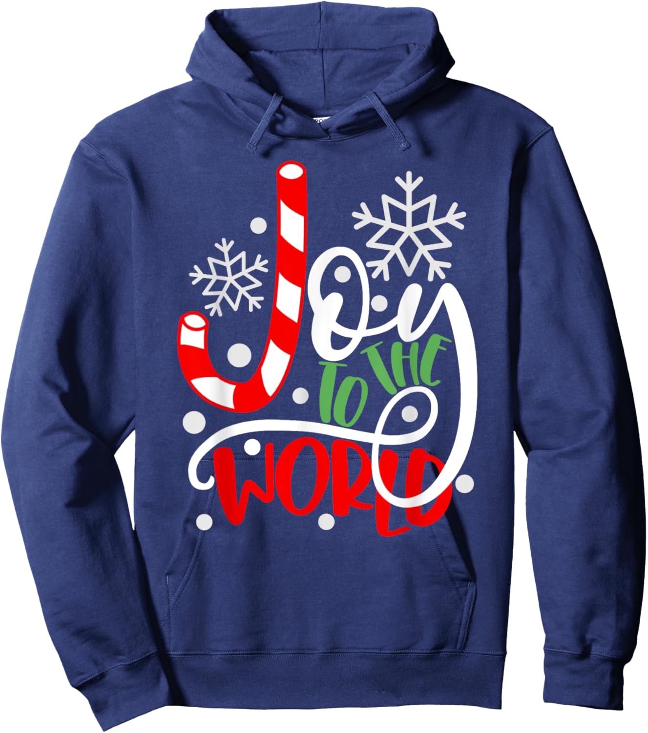 Joy to the World Candy Cane Christmas Hoodie - Hoodie | Navy