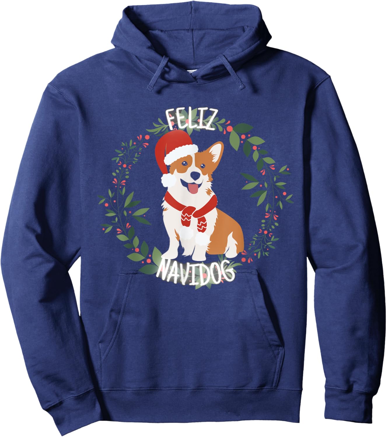 Feliz Navidog Corgi Christmas Dog Lover Funny Hoodie - Hoodie | Navy
