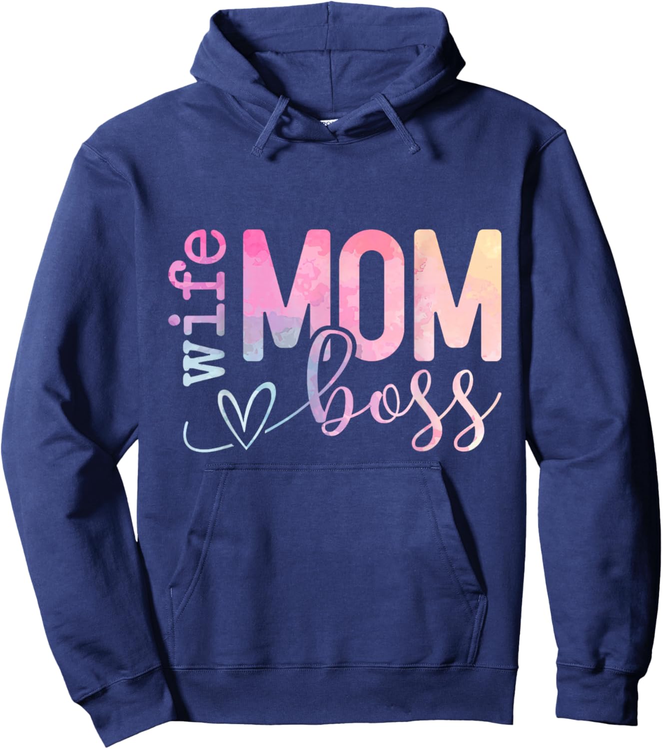 Wife Mom Boss Shirt, Mothers Day Boss Hoodie - Hoodie | Navy