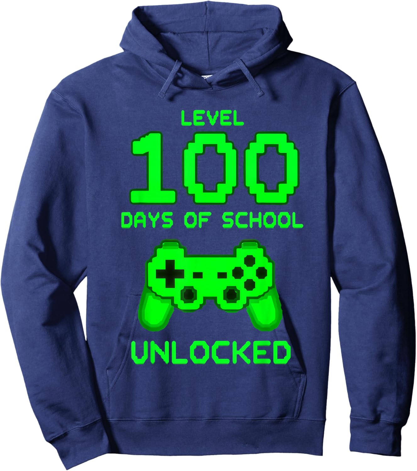 Level 100 Days of School Gamer Unlocked Hoodie - Hoodie | Navy