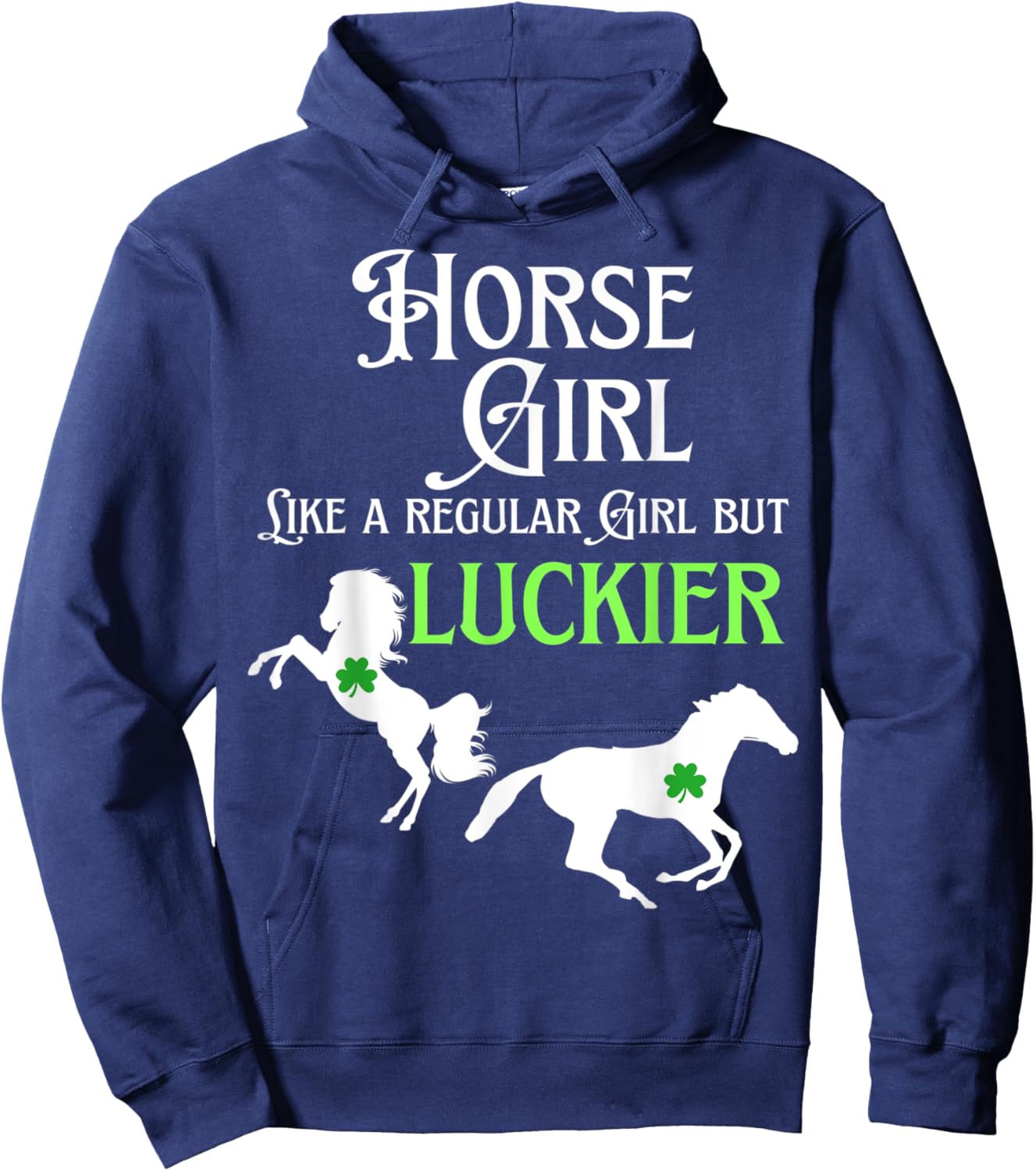 Lucky Cowgirl Horse Girl St. Paddy's Day Hoodie - Hoodie | Navy