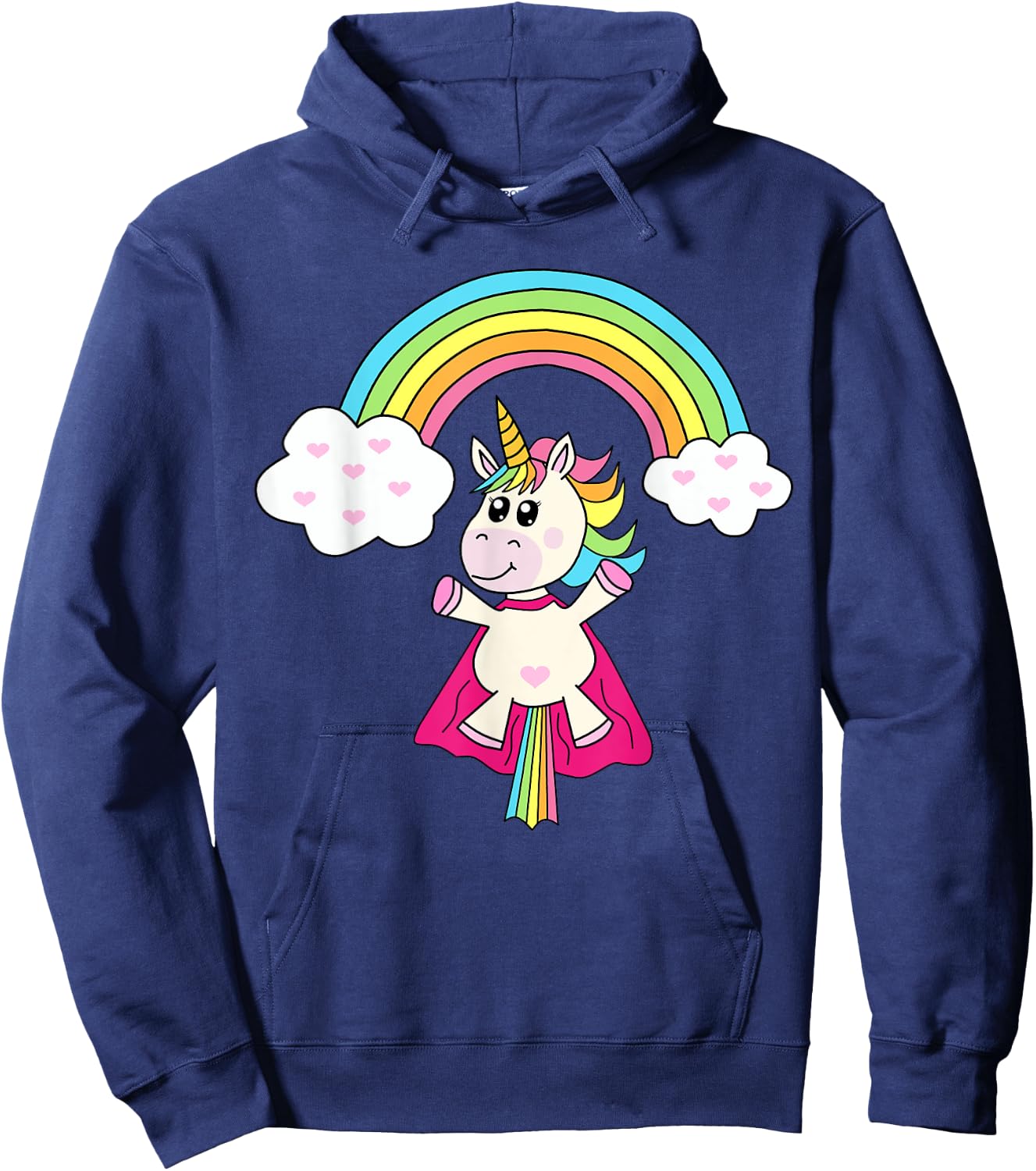 Unicorn Superhero flies to the rainbow Hoodie - Hoodie | Navy