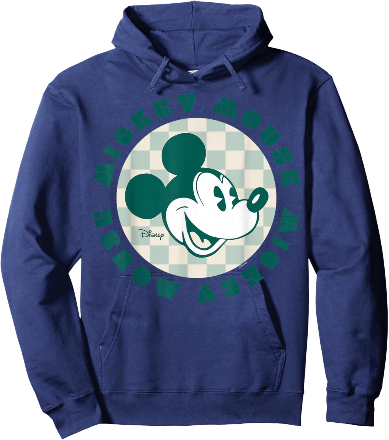 Mickey Mouse - Checker Print Hoodie - Hoodie | Navy