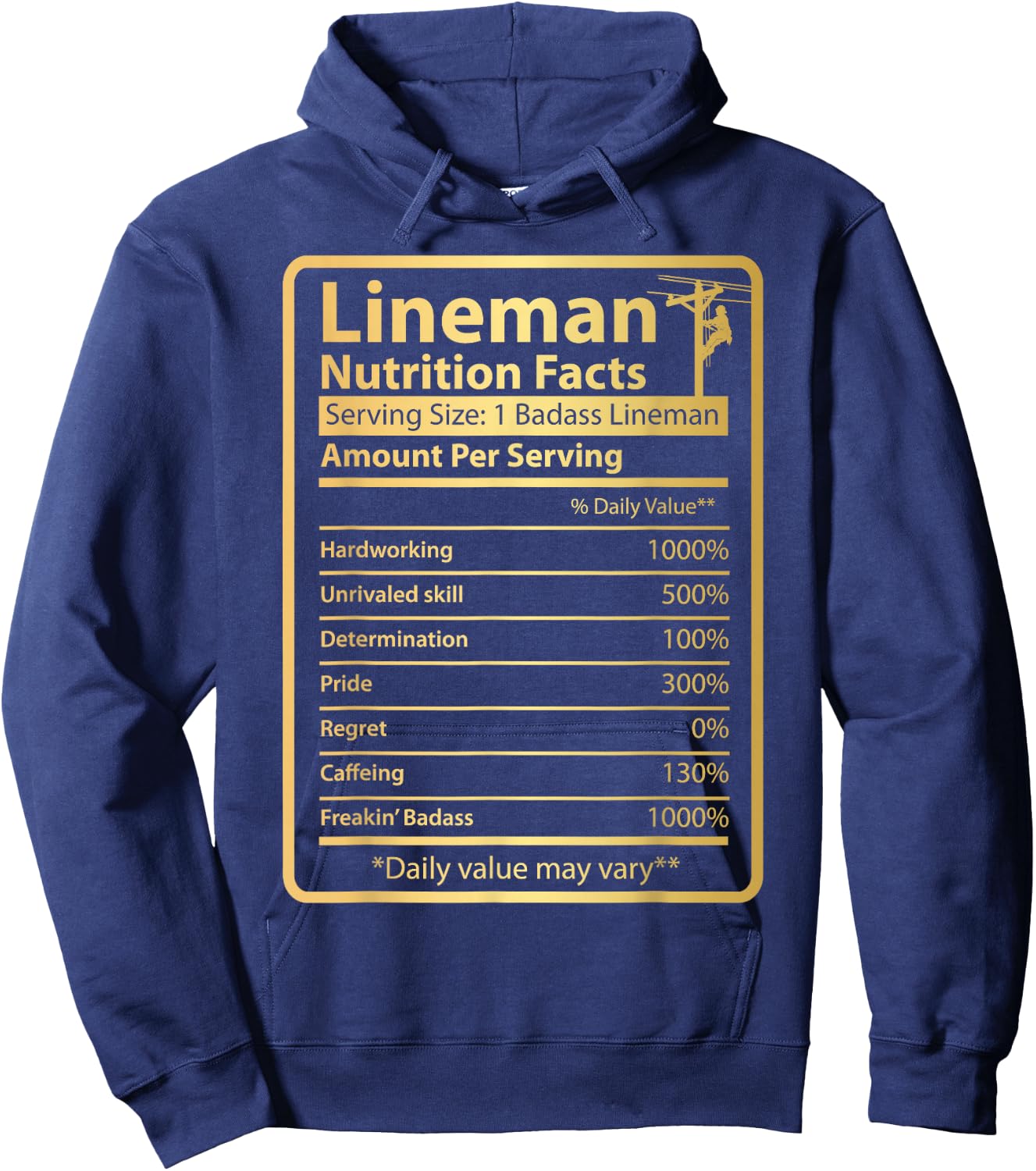 Funny Lineman Nutrition facts Hoodie - Hoodie | Navy